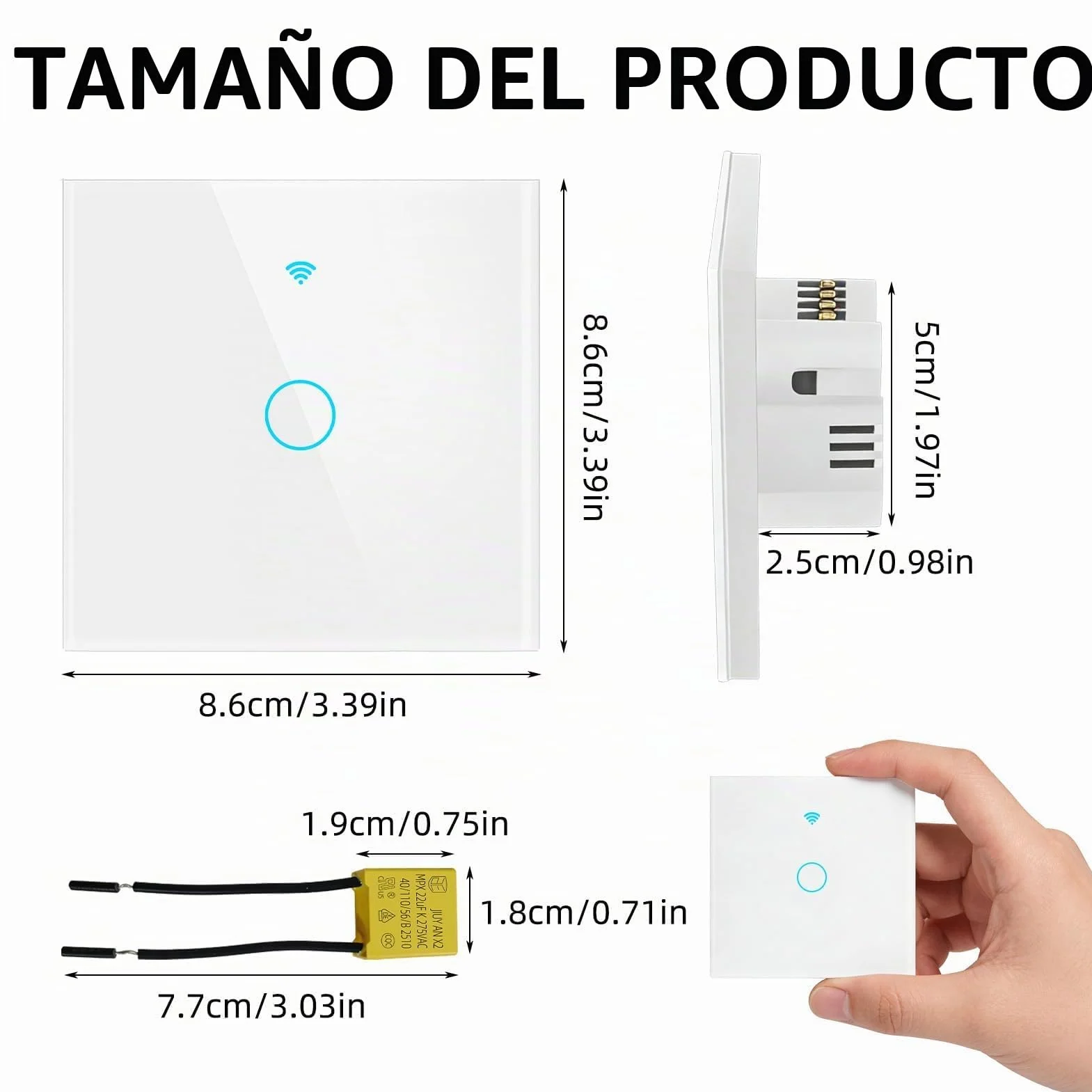 Interruptor Inteligente WIFI 1 Gang Táctil Vidrio Pared Compatible con Alexa Tuya Smart Life