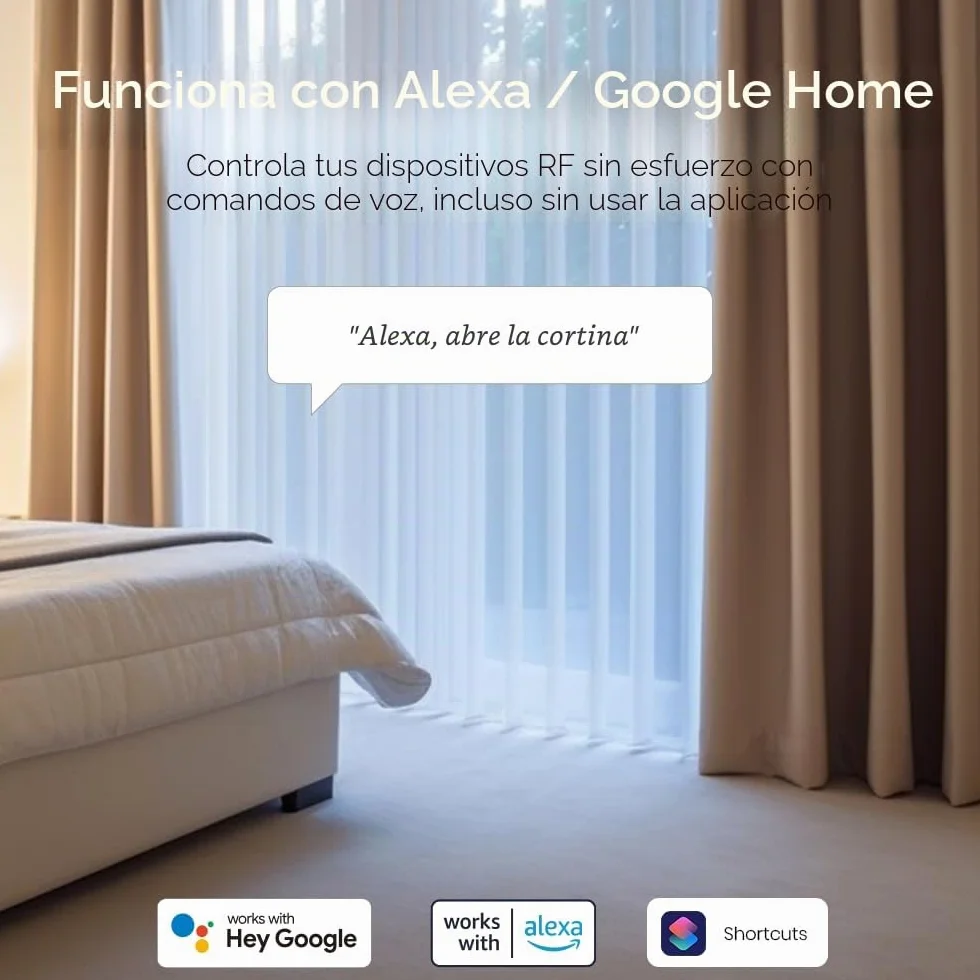 eHome HA Wi-Fi Smart RF Mando Universal Controlador RF Interruptores Luz Ventiladores Techo Motores Persiana RF2MQTT Home Assistant Compatible Alexa Google Home