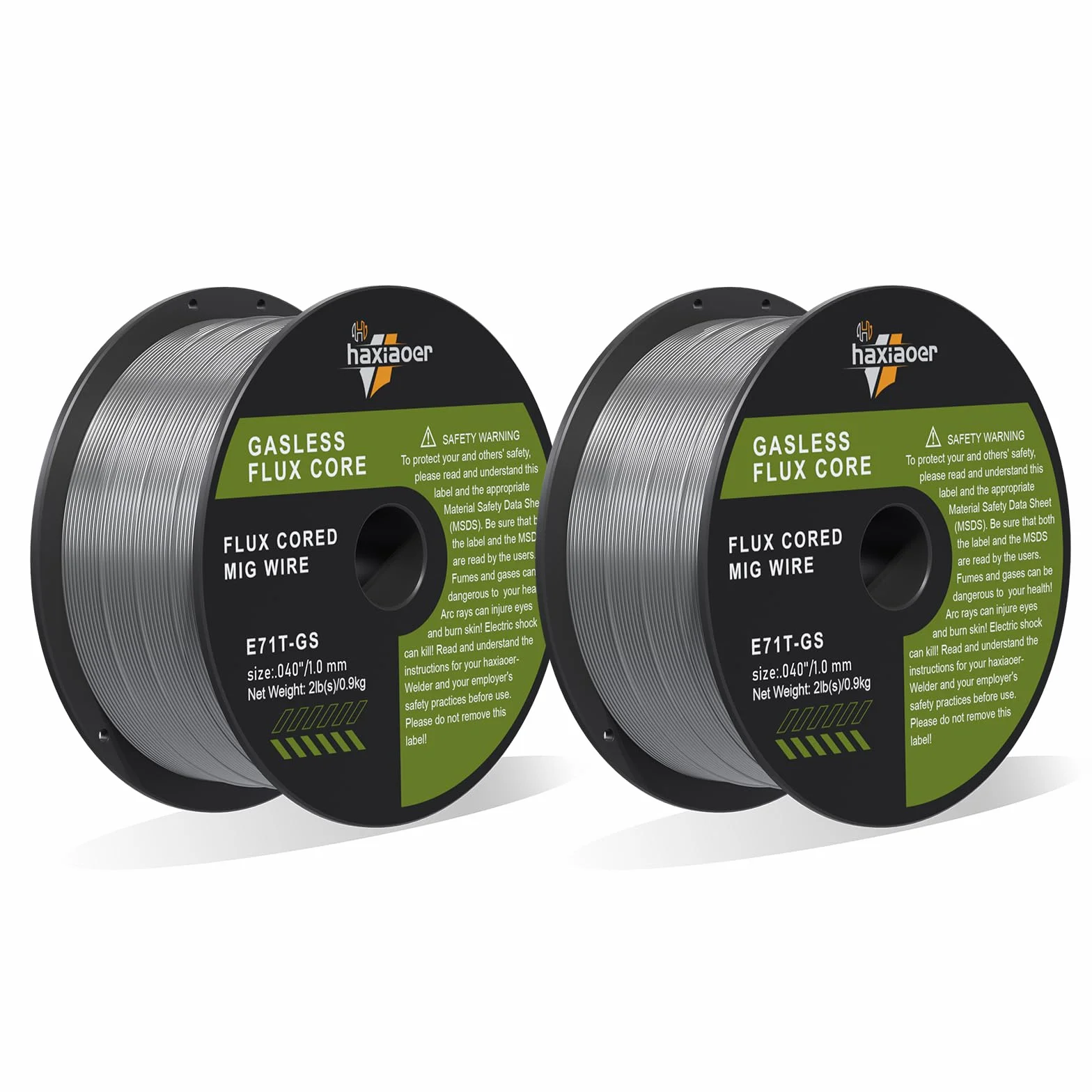 haxiaoer Alambre de soldadura MIG de 1,0 mm, 2 kg, D100, 2 rollos de alambre de relleno sin gas para soldadora MIG/MAG FLUX, E71T-GS