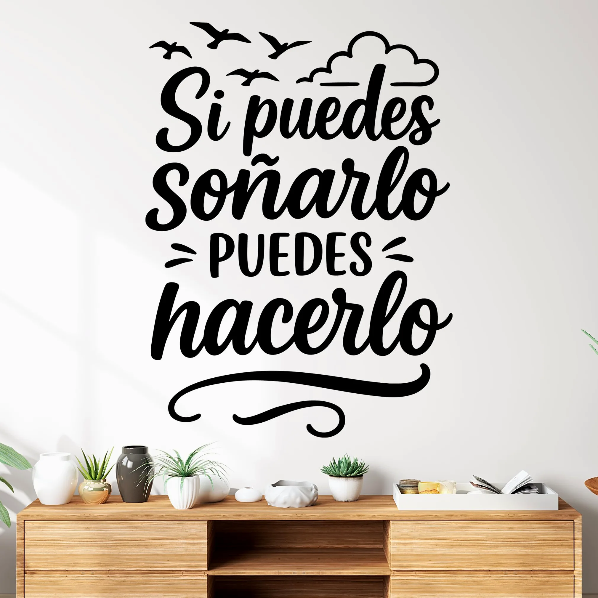 Vinilo Decorativo con Frase Inspiradora "Si Puedes Soñarlo Puedes Hacerlo", Pegatina Motivacional para Hogar, Oficina o Estudio, Adhesivo de Pared con Mensaje Positivo (Negro, 60 x 44 cm)