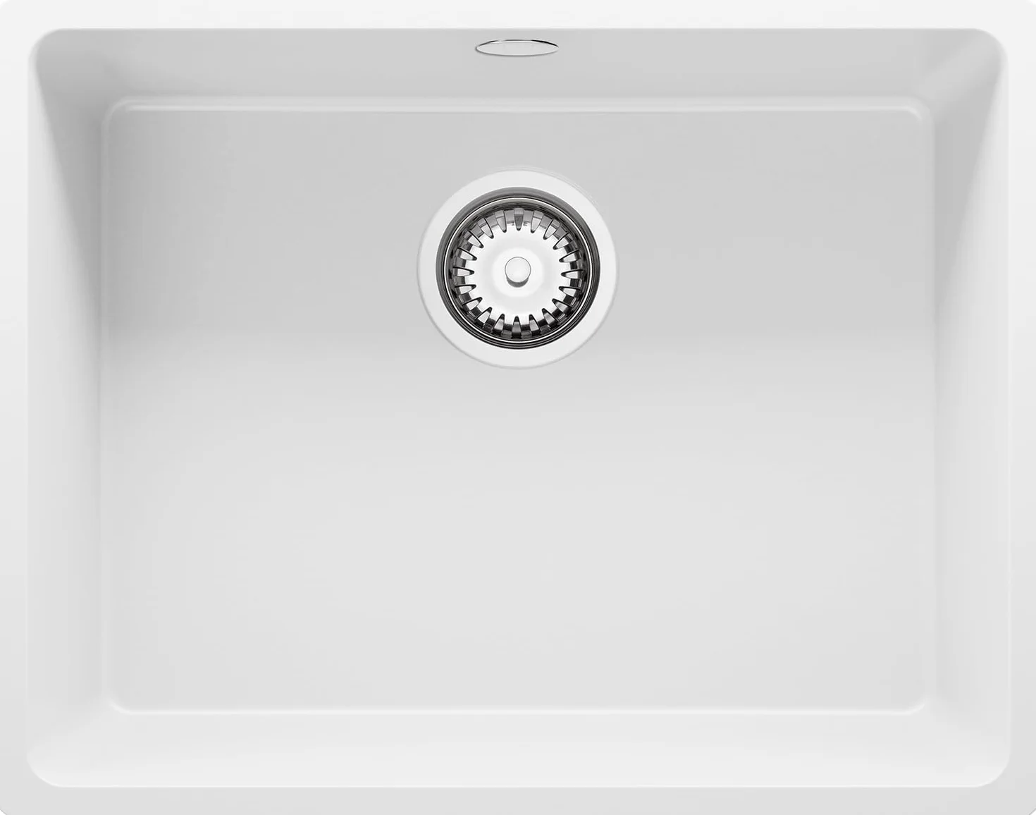 PRIMAGRAN Fregadero bajo Encimera Blanco 56x44cm, Cocina 1 Seno + Sifón, Granito al Mueble 60cm - Venecia Easy S062