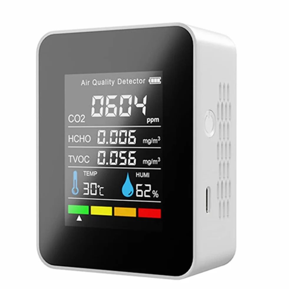 Orton Medidor digital de CO2 5 en 1, medidor de humedad y temperatura, detector de dióxido de carbono, monitor de calidad del aire, analizador TVOC HCHO-B