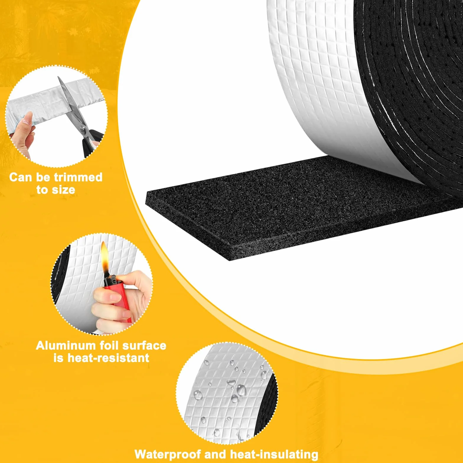 Rollo Cinta Aislante Aislamiento Conductos Autoadhesivo 10mx5cm, Coquilla Tuberías Espuma Protección Calefacción