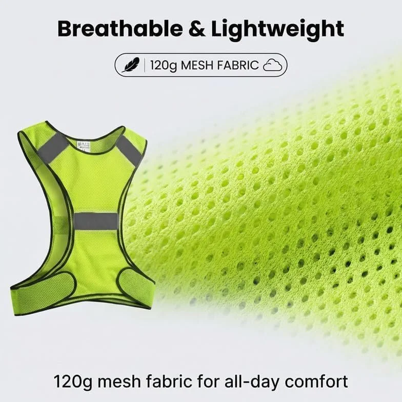 Chaleco Reflectante de Seguridad Ajustable Unisex Talla XS-M con Alta Visibilidad, Ligero y Transpirable, Ideal para Correr, Ciclismo, Moto, Running, Senderismo Nocturno, reflectante running
