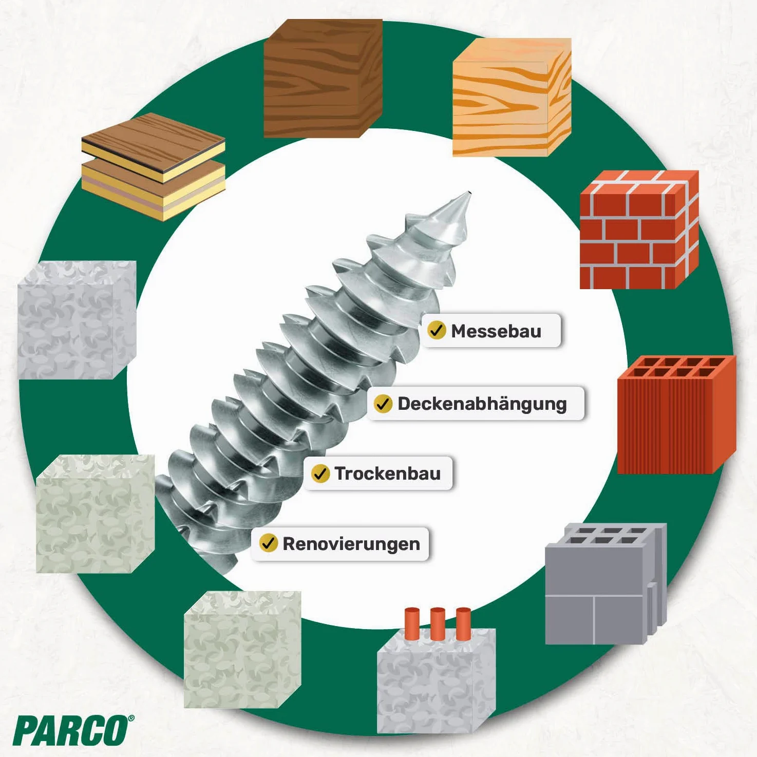 PARCO Tornillos para marco de ventanas, 7,5 x 182 mm, cabeza cilíndrica, para ventanas | TX30 100 unidades