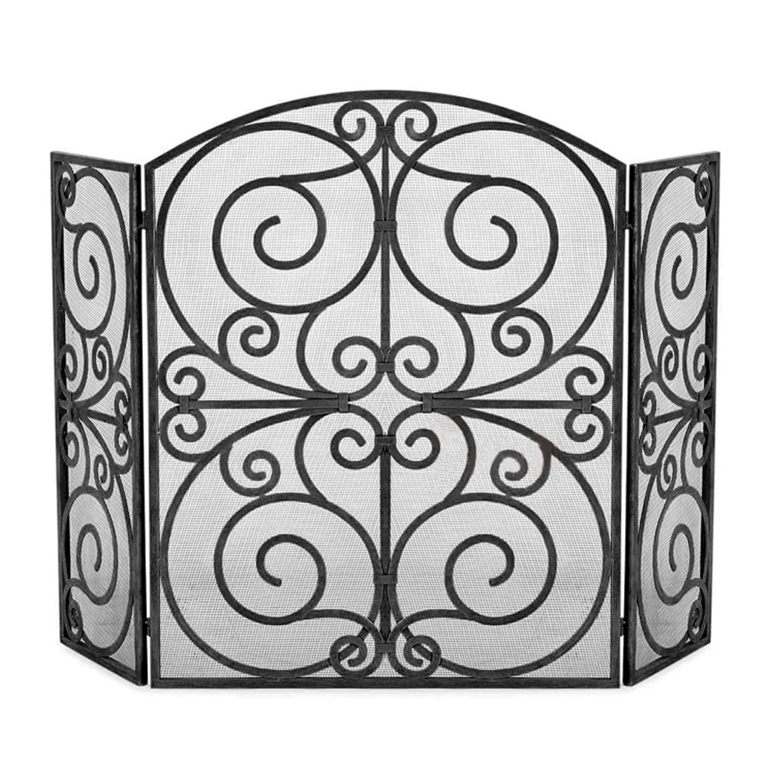 Salvachispas Chimenea Partition de la pantalla de la chimenea tallada hueca Tri-pliegue con malla de hierro forjado Spark Prettífero de la chispa Decoración de la decoración del hogar Pantalla de part
