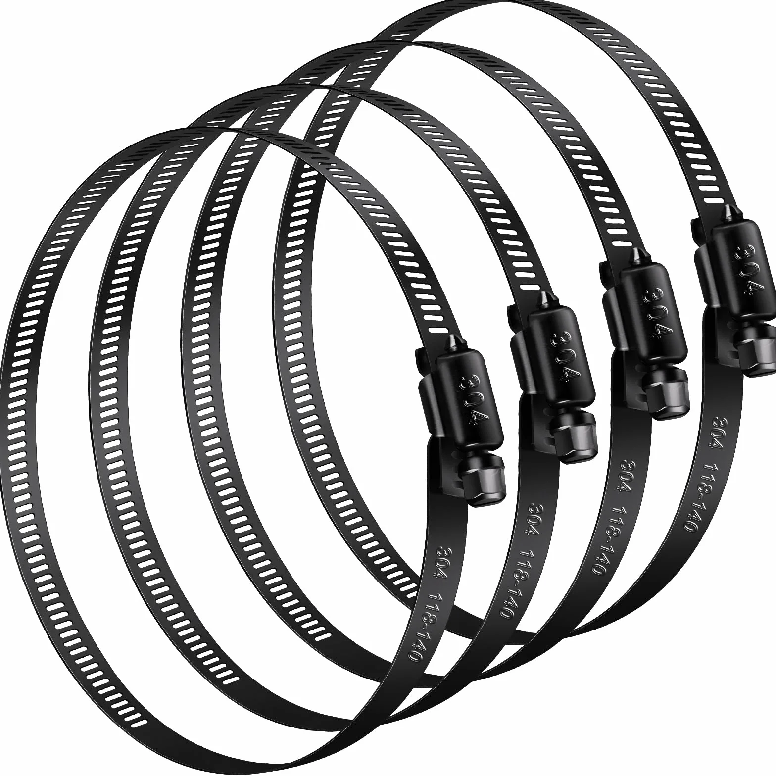 Abrazaderas para manguera 118-140mm, 4 piezas, acero inoxidable, para piscina y ventilación