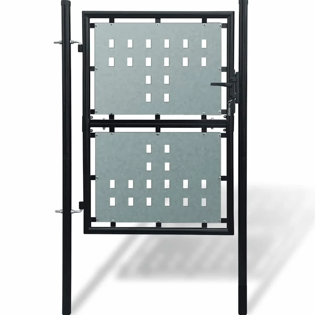 vidaXL Puerta de Valla Individual Negra de 100x200 cm