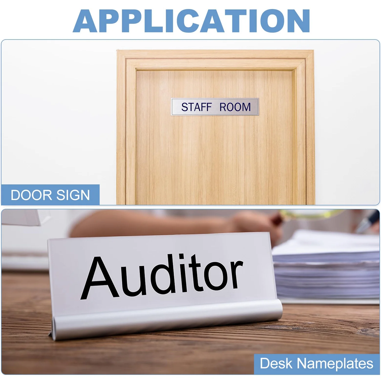 PATIKIL Placas de Nombre en Blanco de 10"x2", 20Pcs Placas de Nombre Personalizadas Grabadas en Forma de Rectángulo para Placas de Nombre Personalizadas en Puerta de Oficina, Dorado, Negro
