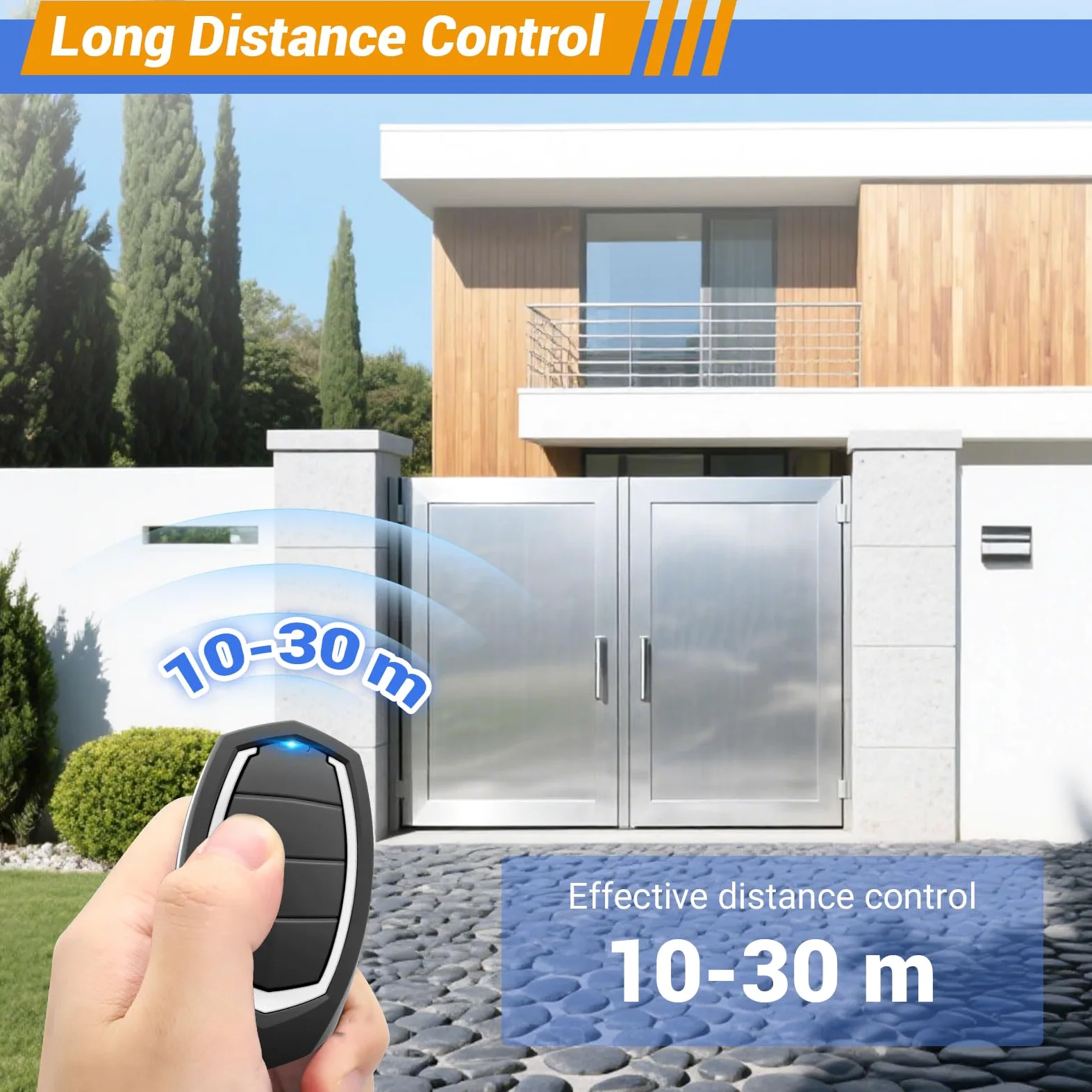 3 Piezas Mando Puerta Garaje Universal 433.92 MHz, 2 Mandos Puertas Automáticas con 4 Canales, Compatible con Motorline MX4SP, MXS4SP, MX5SP, RCM, DSM, Clonador de Código