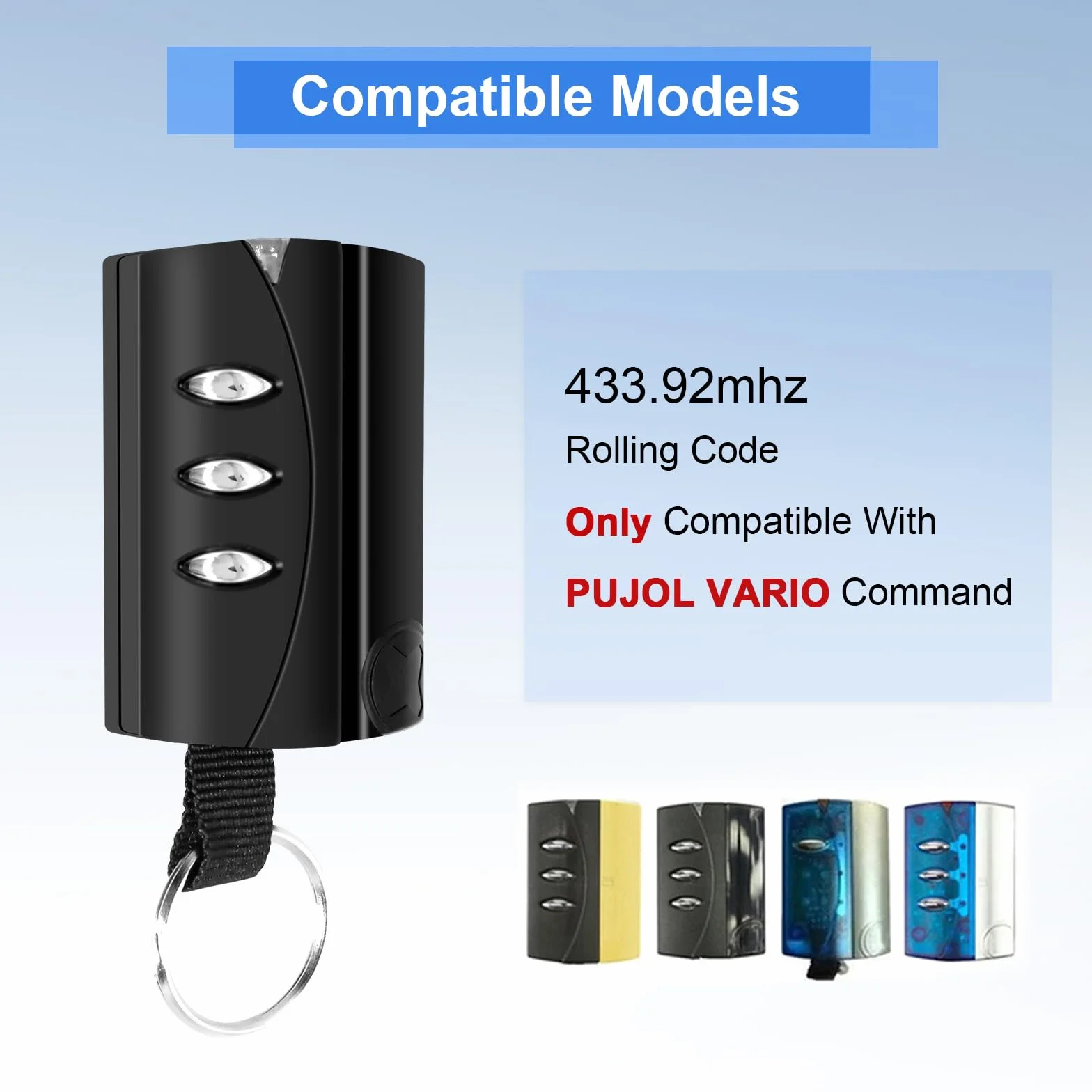 Mando a Distancia Only Compatible con PUJOL Vario,3 Canales Mando a Distancia de Garaje,Rolling Code(2 Unidades)