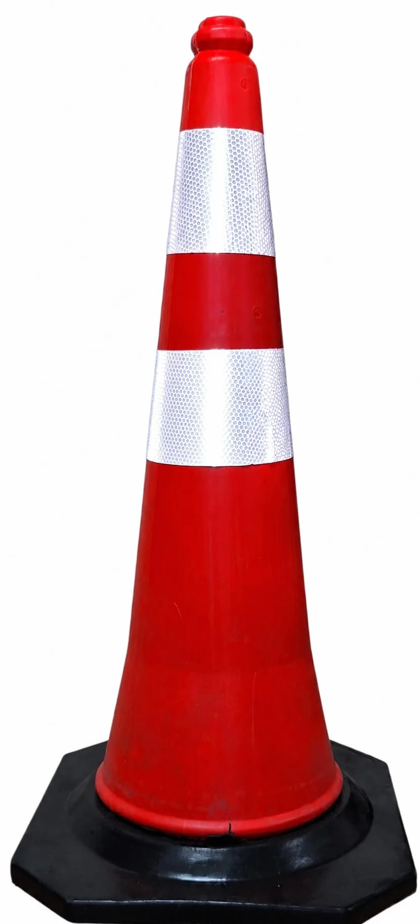 FERRETELIX® Cono de Señalización con Base de Goma 75 cm – 2 Reflectantes Base 38x38 cm – Peso 2,75 kg – Fabricado con Material Reciclado