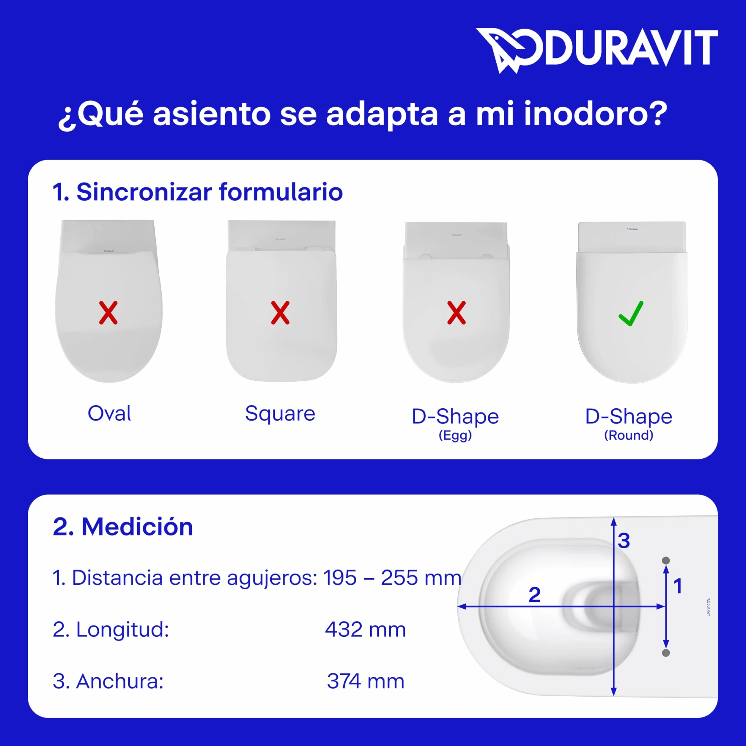 Duravit tapa wc universal, asiento de inodoro en forma de D, tapa con doble mecanismo de cierre suave, cierre rápido para instalación, blanco