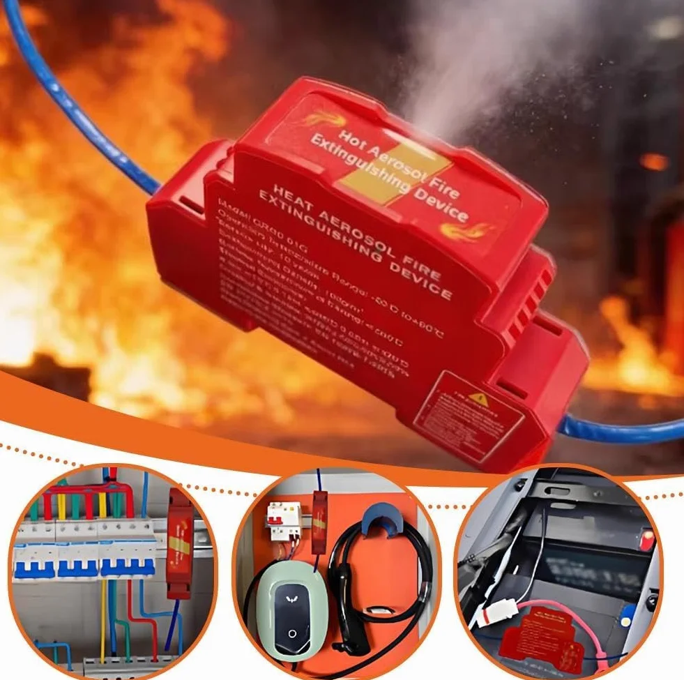 Extintor Cuadro Eléctrico Automático Aerosol para Panel Eléctrico Montaje Riel DIN Armarios (2PC)