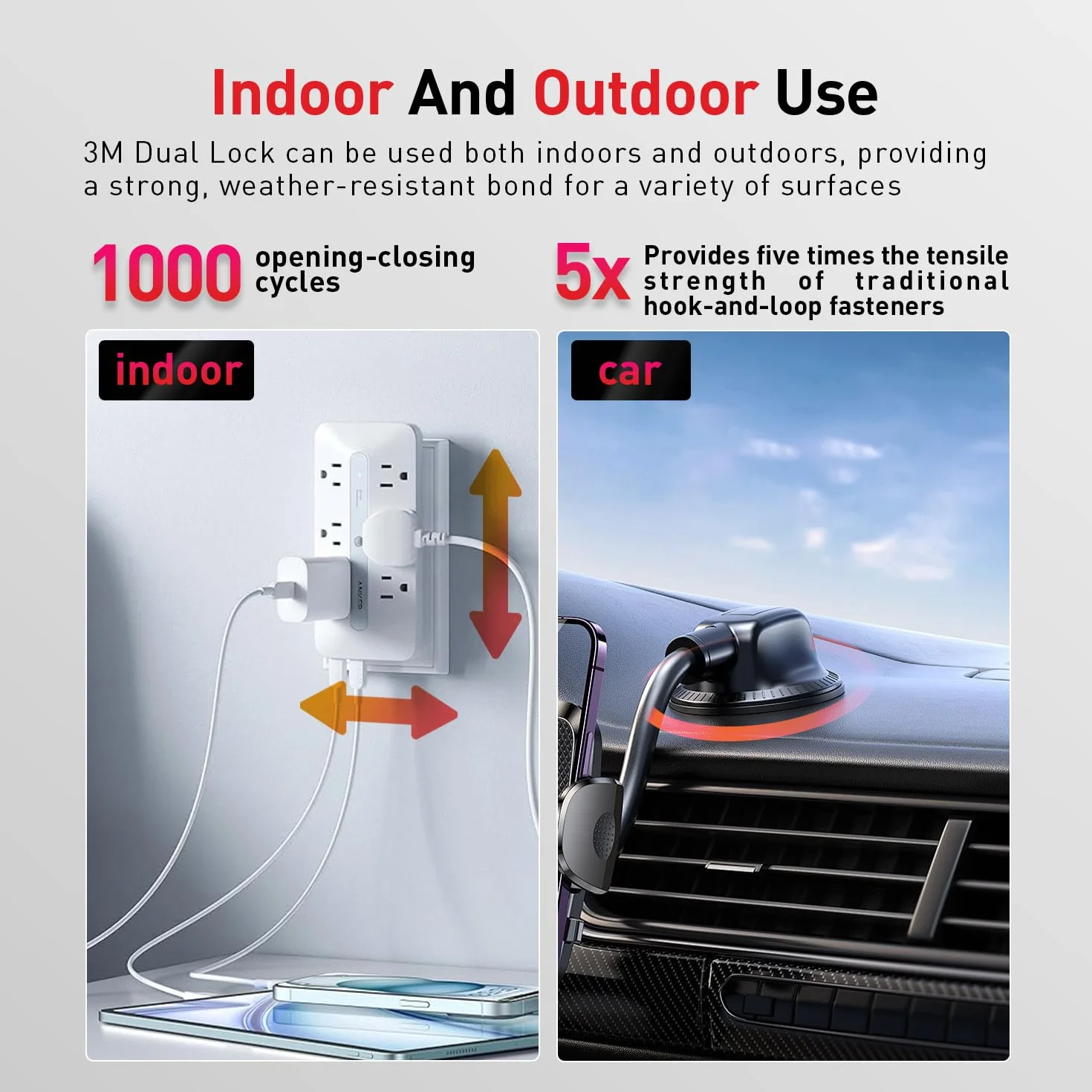 Dual Lock SJ3550 Cinta Adhesiva de Doble Extra Fuerte Resistente de 25,4 mm x 50,8 mm 8 piezas Negras resistentes y resellables con ganchos autoenclavables para interiores y exteriores decoración
