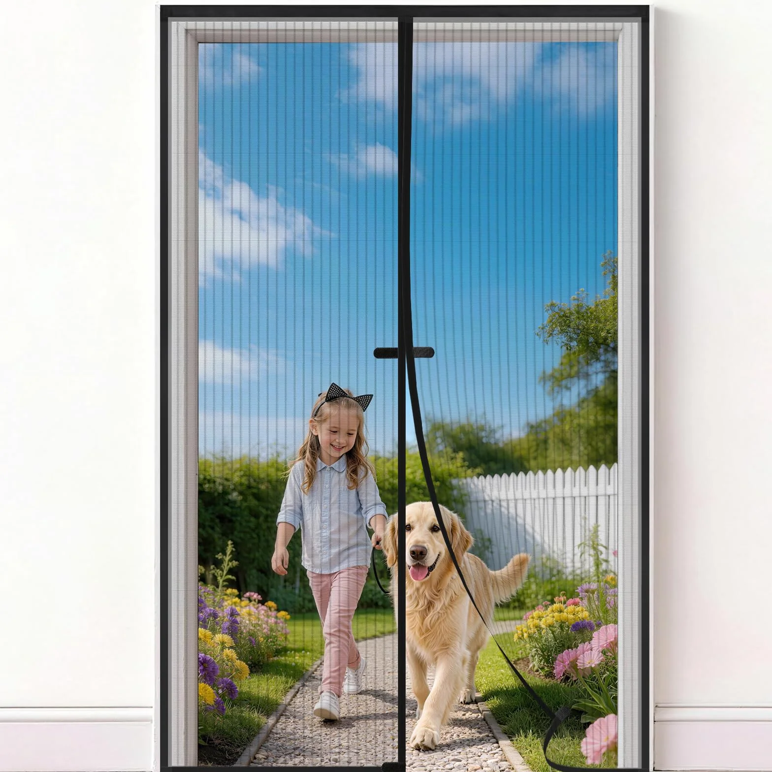 Mosquitera Puerta Magnética 80x190 cm, Anti-Insectos, Cortina Mosquitera para Puerta Exterior Cocina Balcón y Patio, Fácil instalación, Apto para Niños Mascotas, Negro