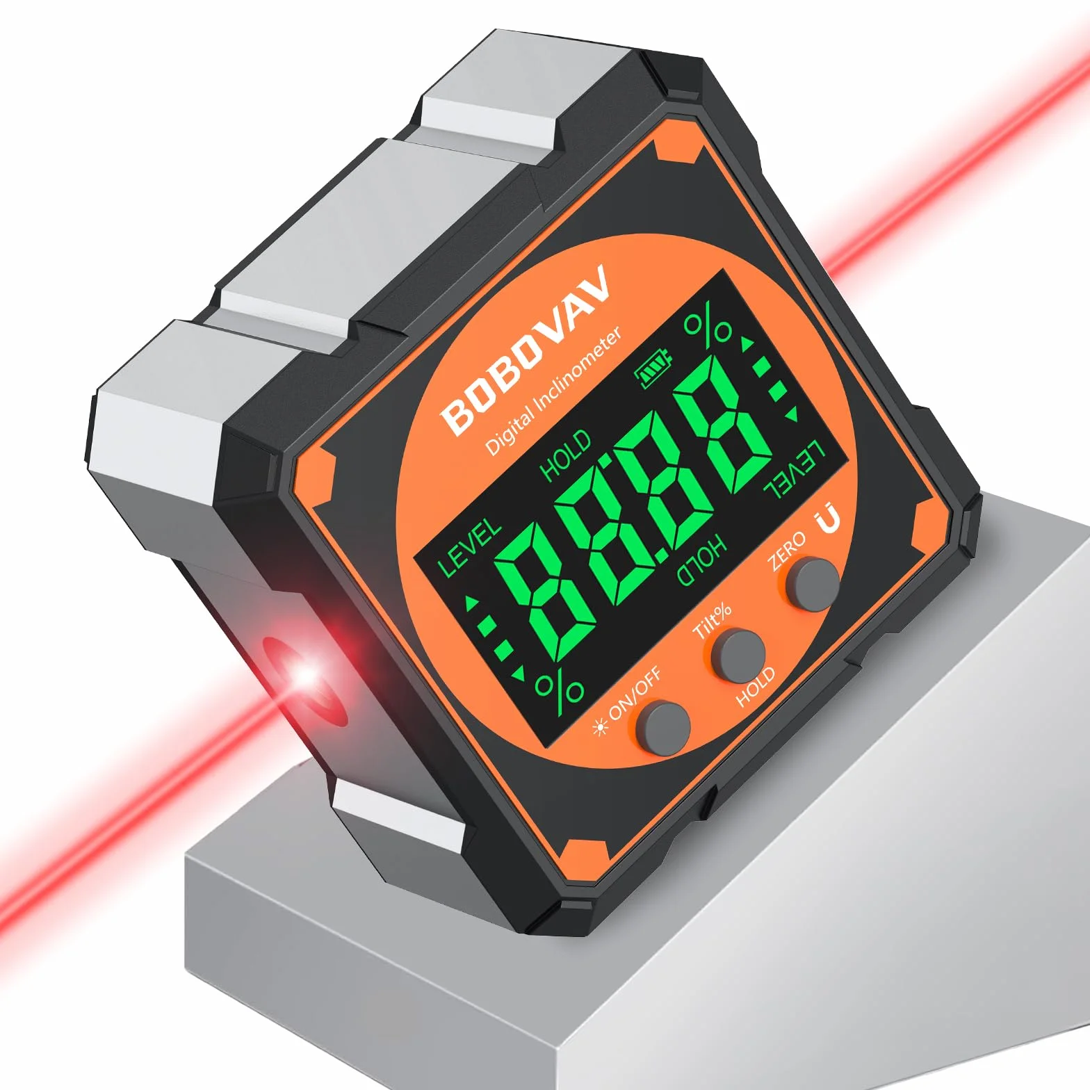 Medidor Nivel Digital Laser Inclinómetro Magnético de 4 Caras laterales con Láser Recargable, Medidor de Ángulo 4 * 90°,con Nivel Electrónico para Tuberías, Carpintería, Marcos