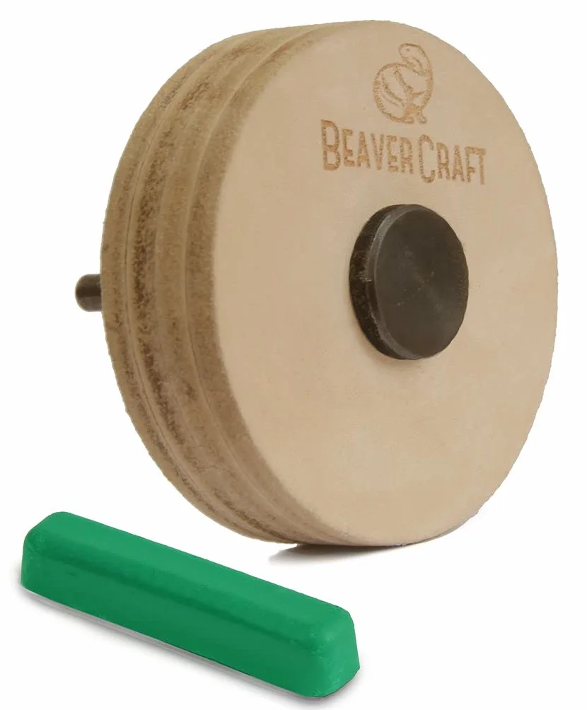 BeaverCraft PW1 - Rueda de afilar de 7 cm, rueda de cuero, rueda de afilar y afilar de cuero