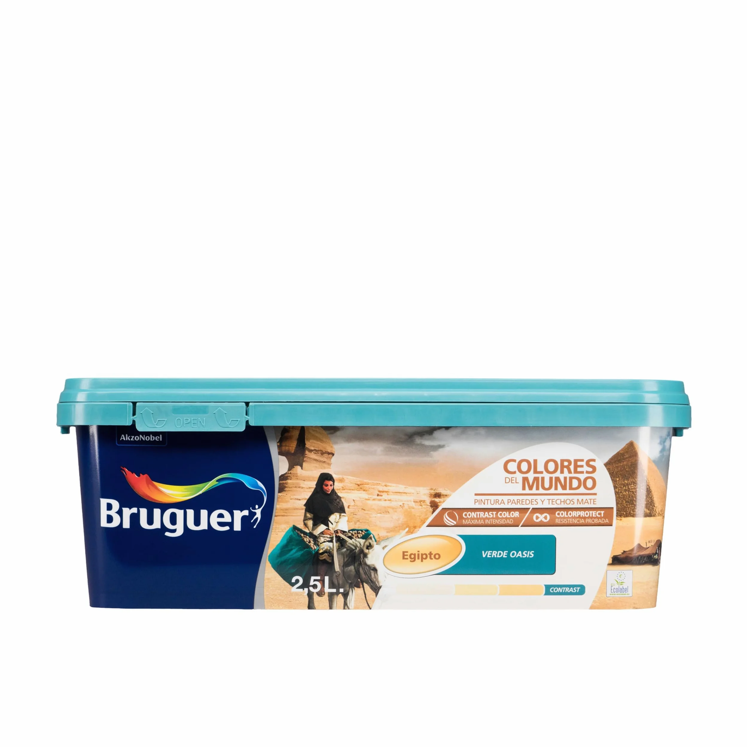 Bruguer Colores del Mundo Pintura para paredes monocapa Egipto Verde Oasis 2,5 L