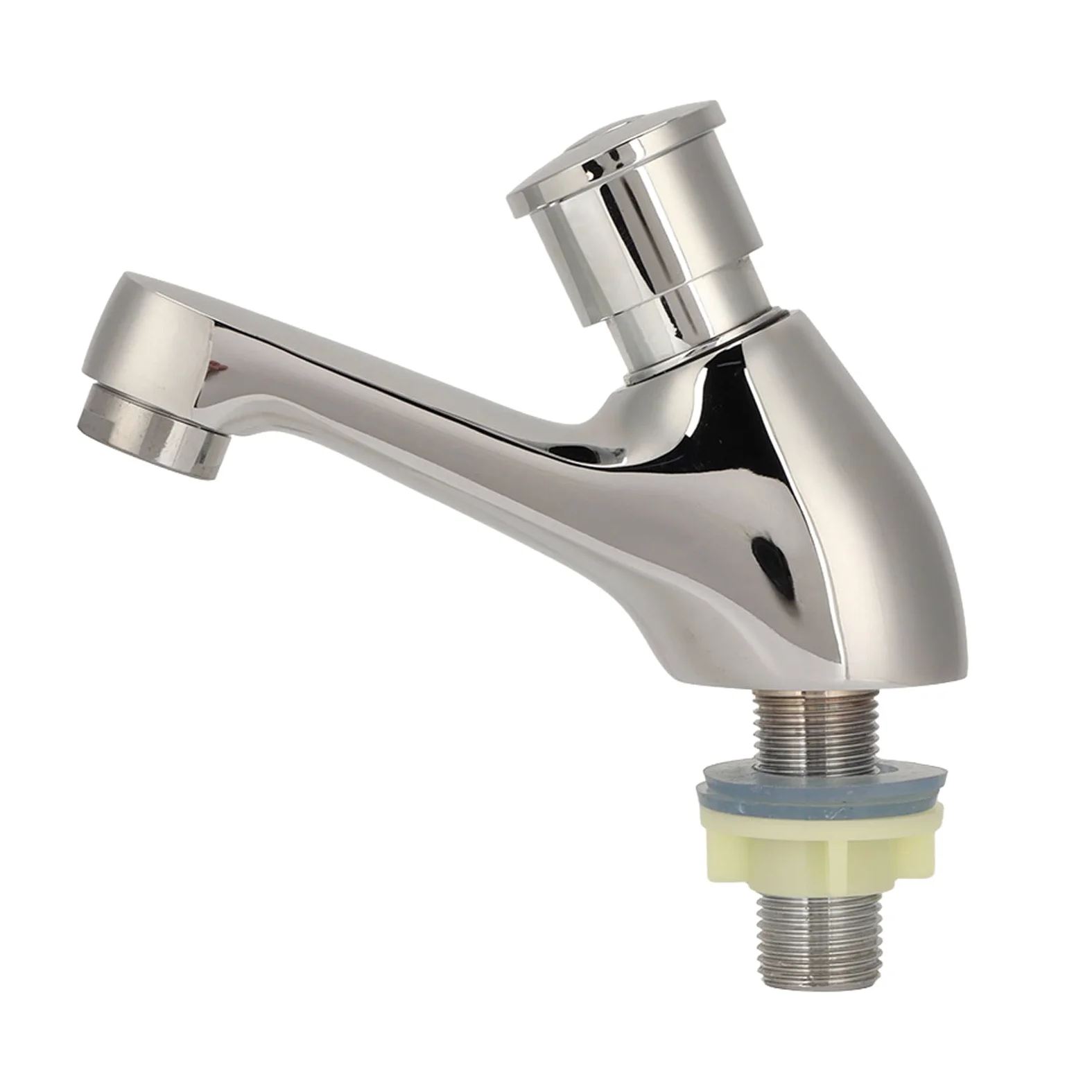 Grifo de Cierre Automático, Grifo Pulsador Lavabo Ahorro de Agua, Grifo de Agua de Tipo Frío Único G1/2, Grifo de Lavabo Temporizado para Baño Cocina Pública