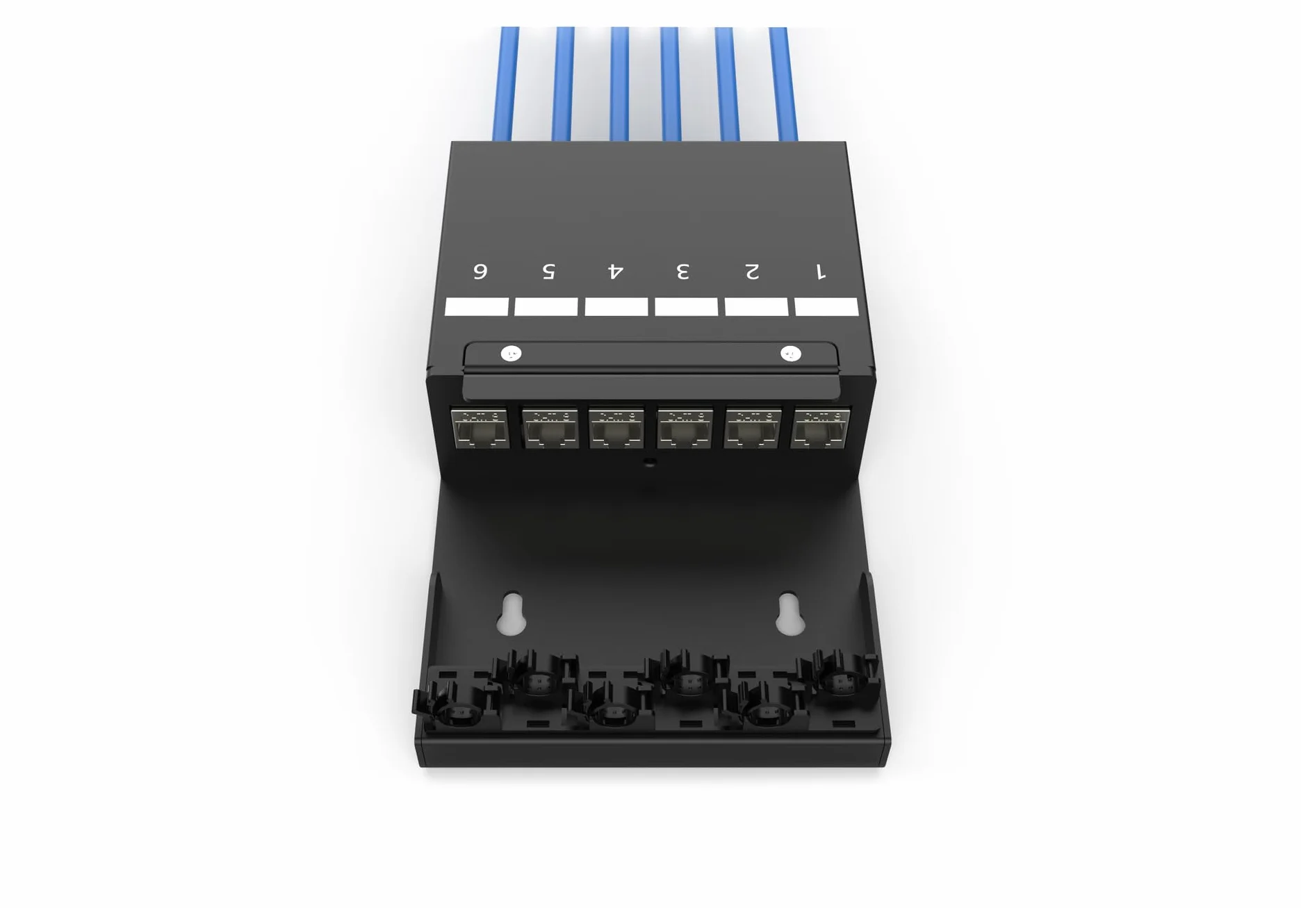DIGITUS Caja de Punto de Consolidación - para Seis Módulos Keystone y Cables de Red - Gestor de Cables Inteligente - Grado de Protección IP20 - Montaje en Pared y Techo - Negro