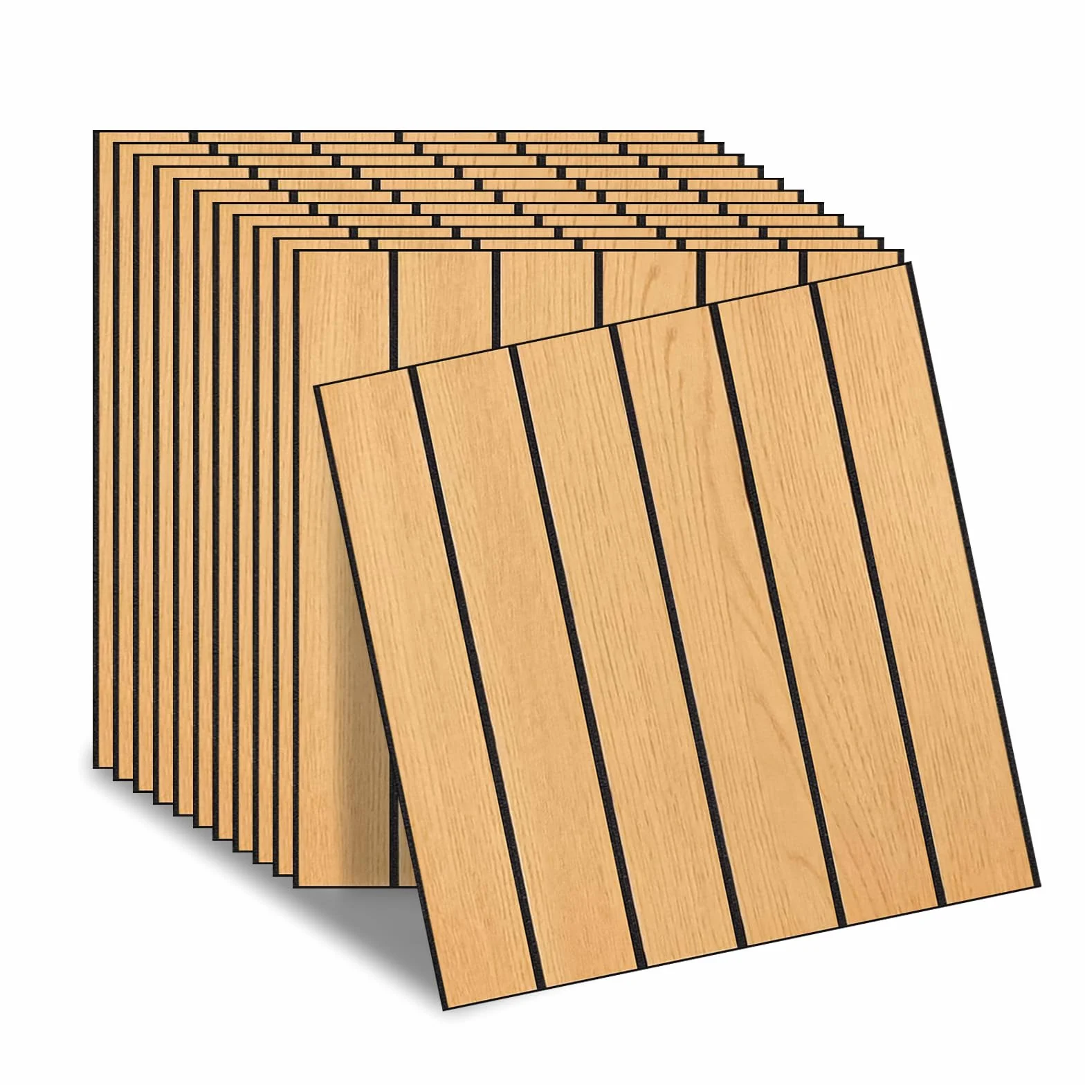 Paneles Decorativos Pared 30x30 cm - Autoadhesivos Imitación Madera Roble Claro, Aislantes - Pack 12 para Salón o Dormitorio (Brun)