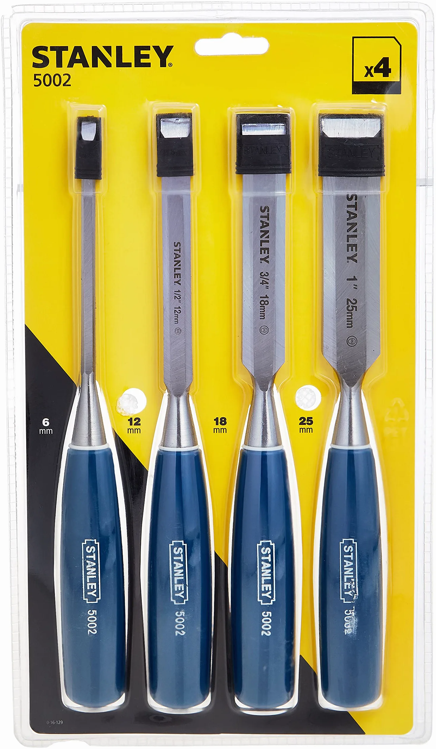 Stanley - Juego de Cinceles 4 pcs. (6 12 18 25 mm) Seria 5002, Color Azul