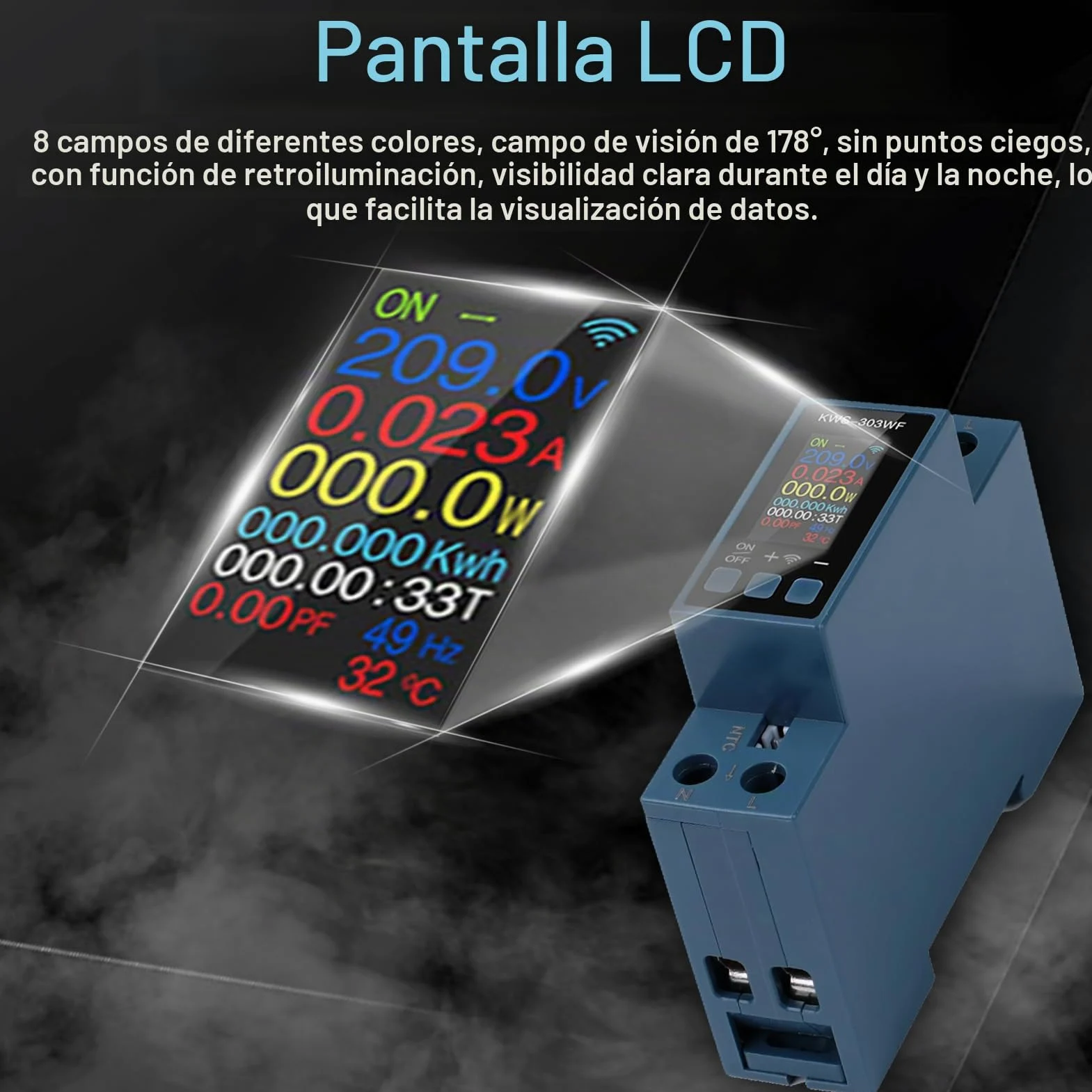 Medidor de consumo electrico wifi 40A contador electrico monofásico inteligente AC85-290V contador de energía digital con protección contra sobrecalentamiento y sobrecorriente KWS-303WF