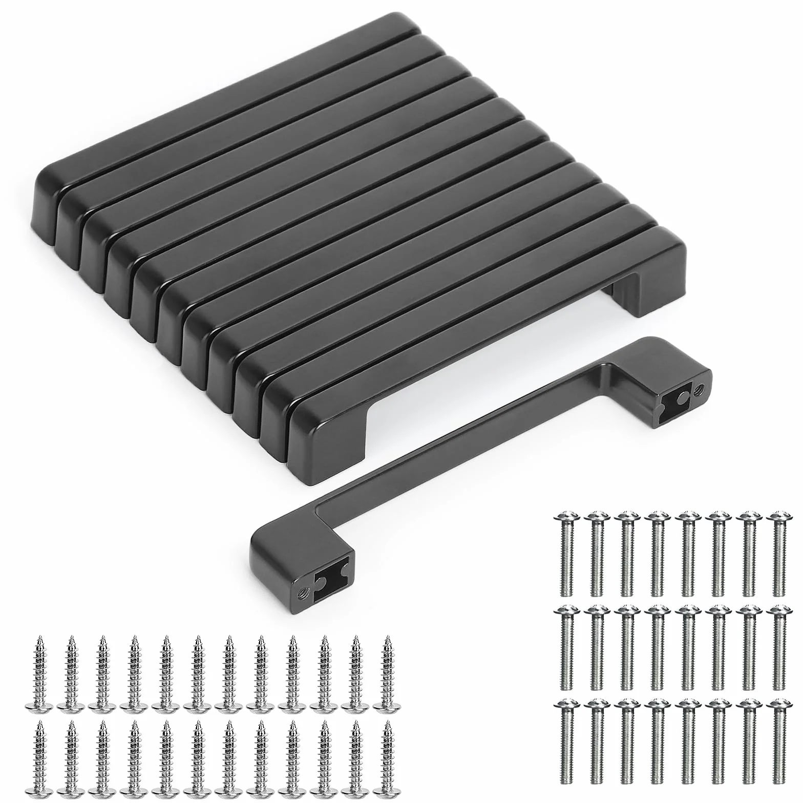 GOTRUST 12pcs Tiradores Cocina Negro Mate, 128mm Tiradores Cajones Negros, Manijas de Morden Plaza de Muebles con Tornillos para Cocinas, Oficina, Gabinete, Armario Empotrado