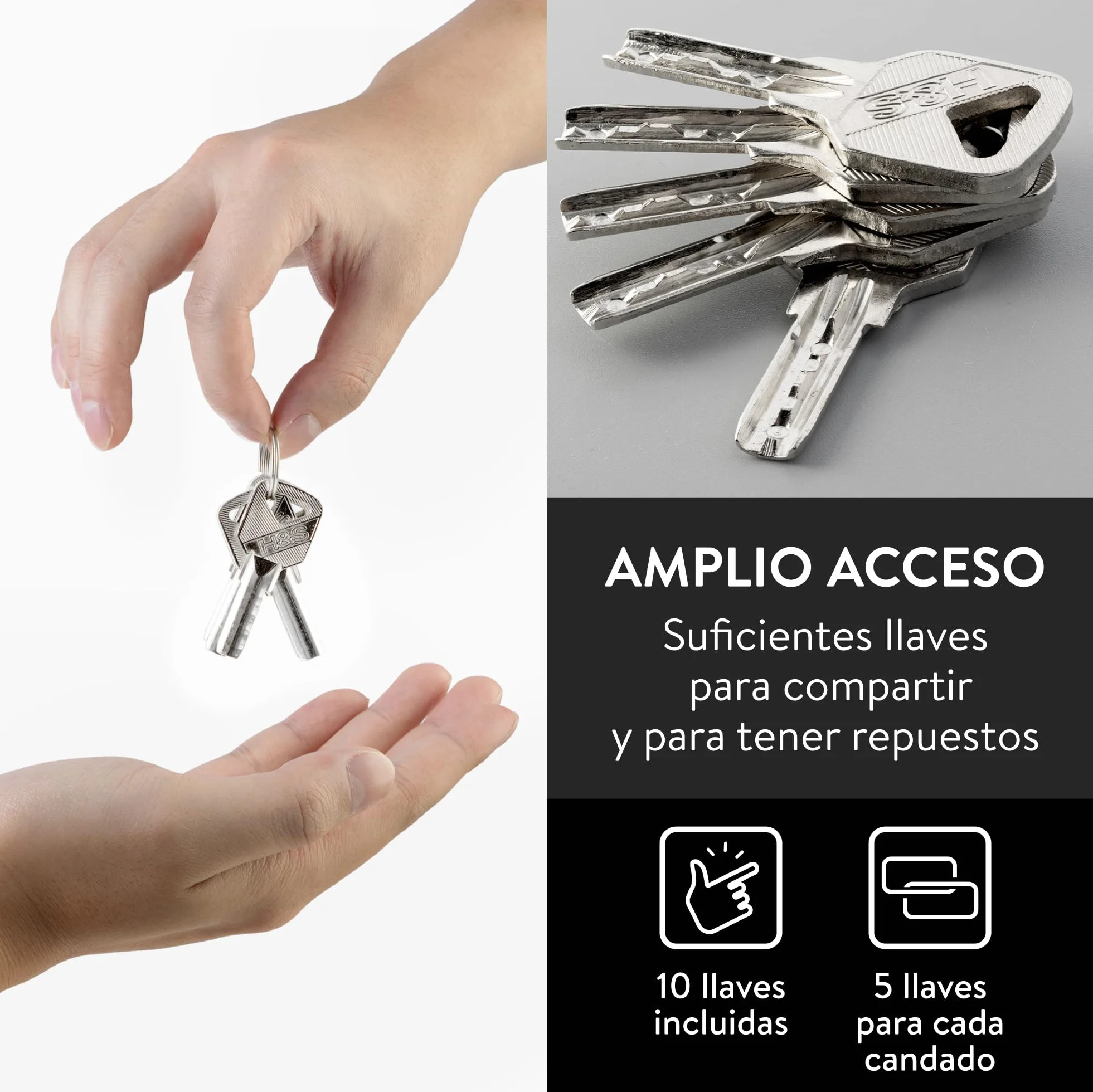 H&S 5 llaves 60 mm Heavy Duty Almacén Contenedor Garaje Contraventana Candado Puerta Cadena Cerradura-Juego de 2