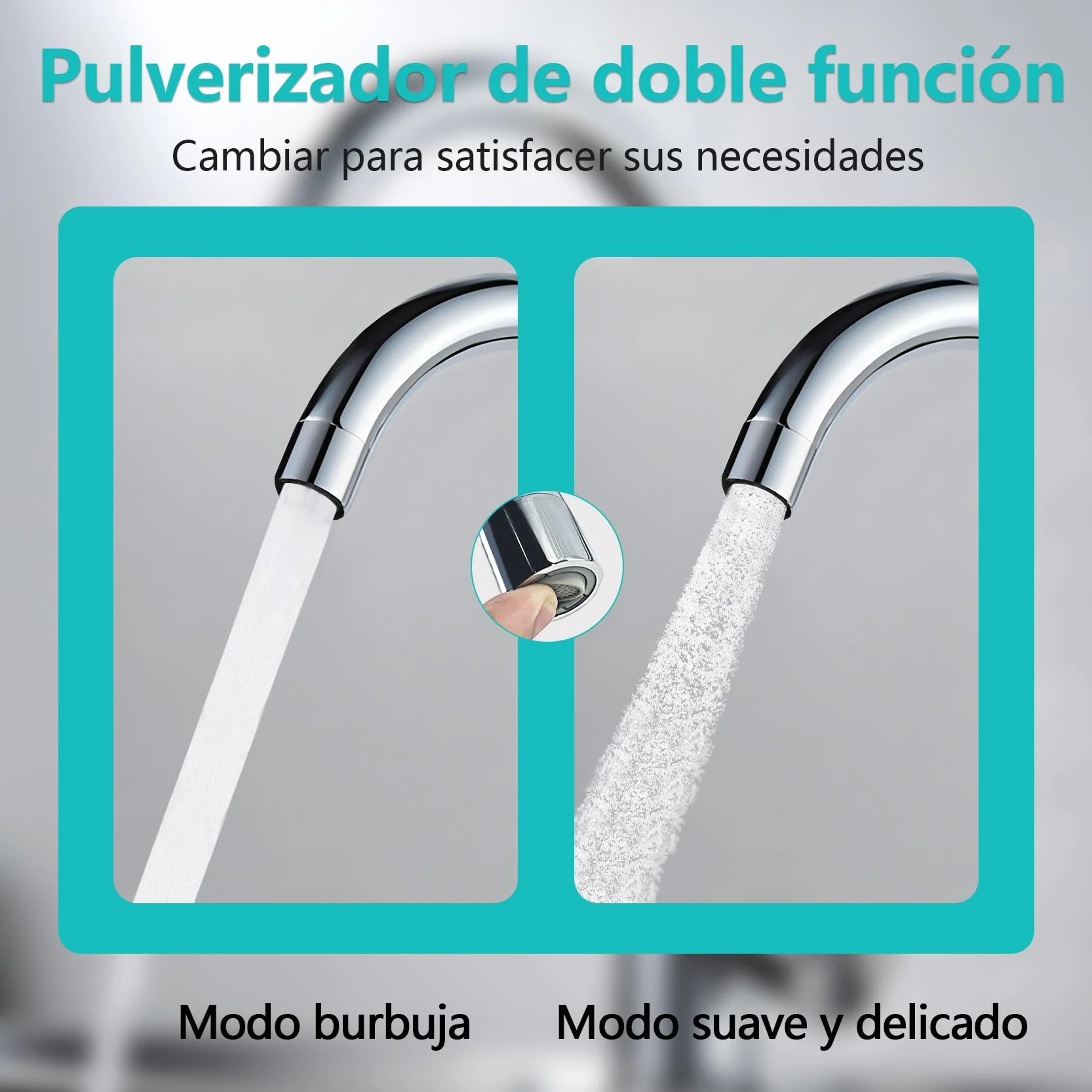 FM22 Aireador Grifo de Latón, Adaptador Ángulo Salida Agua Ajustable, Dos Modos, Cocina Baño