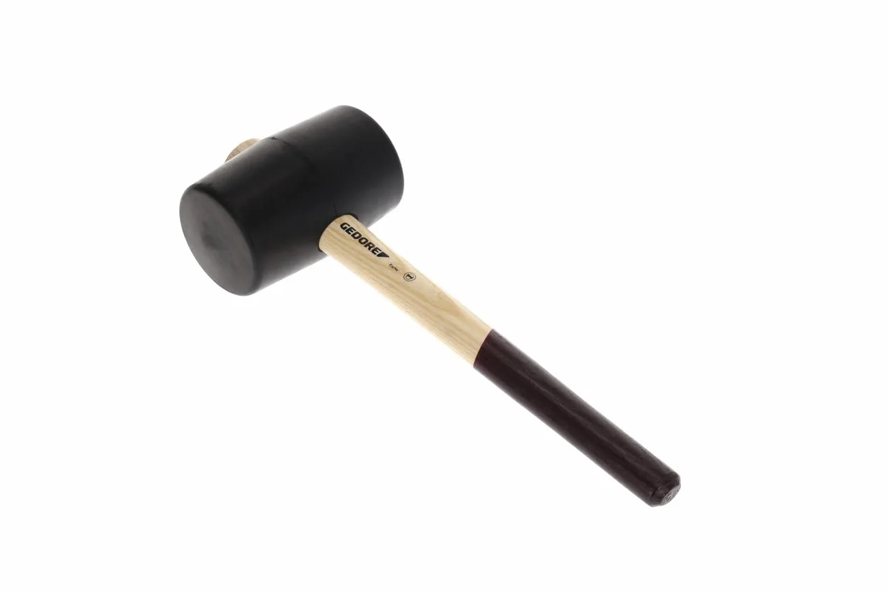 GEDORE Martillo de goma con empuñadura de madera, 90 mm de diámetro, Martillo con mango de madera de fresno, Con dos caras planas, Herramienta, Forjado, 226 E-4