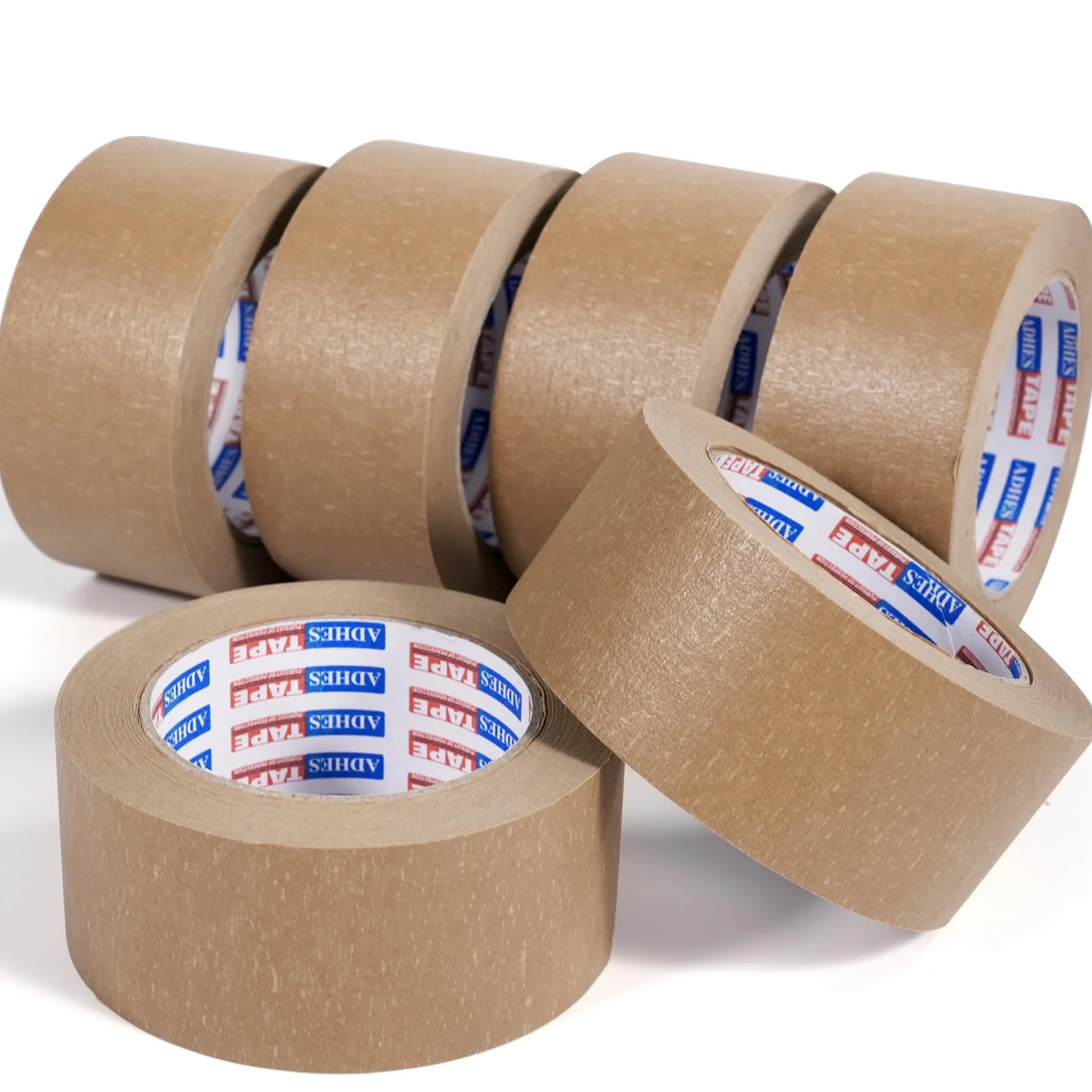 ADHES Cinta de embalaje de papel kraft Biológico Cinta adhesiva para paquetes y cajas reciclable ecológico marrón 50mm x 50m