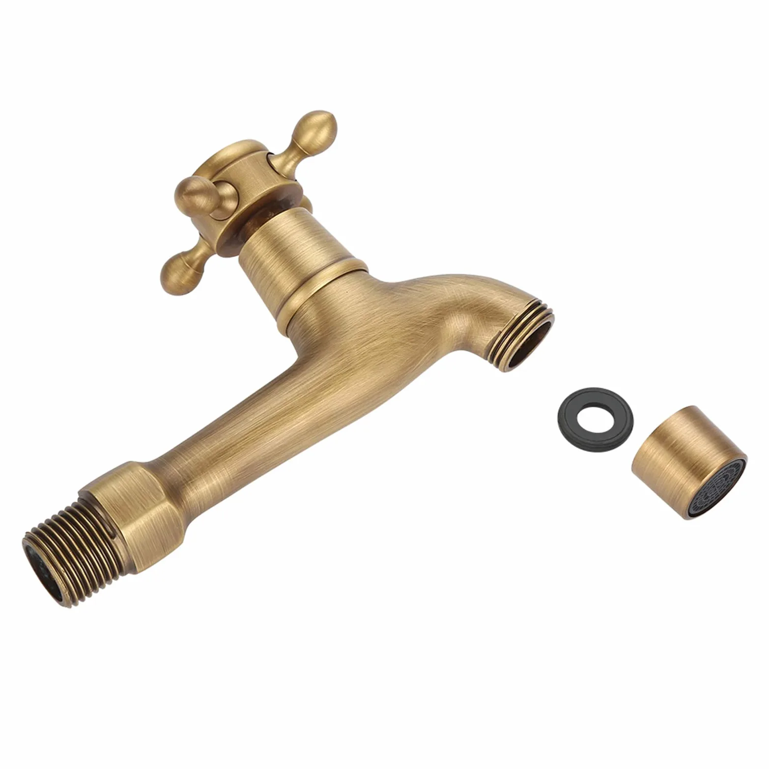 Grifo de latón vintage, Montado en la pared Grifo de latón sólido vintage Cinta de agua fría individual para fregadero de cocina Piscina de fregona(Largo)