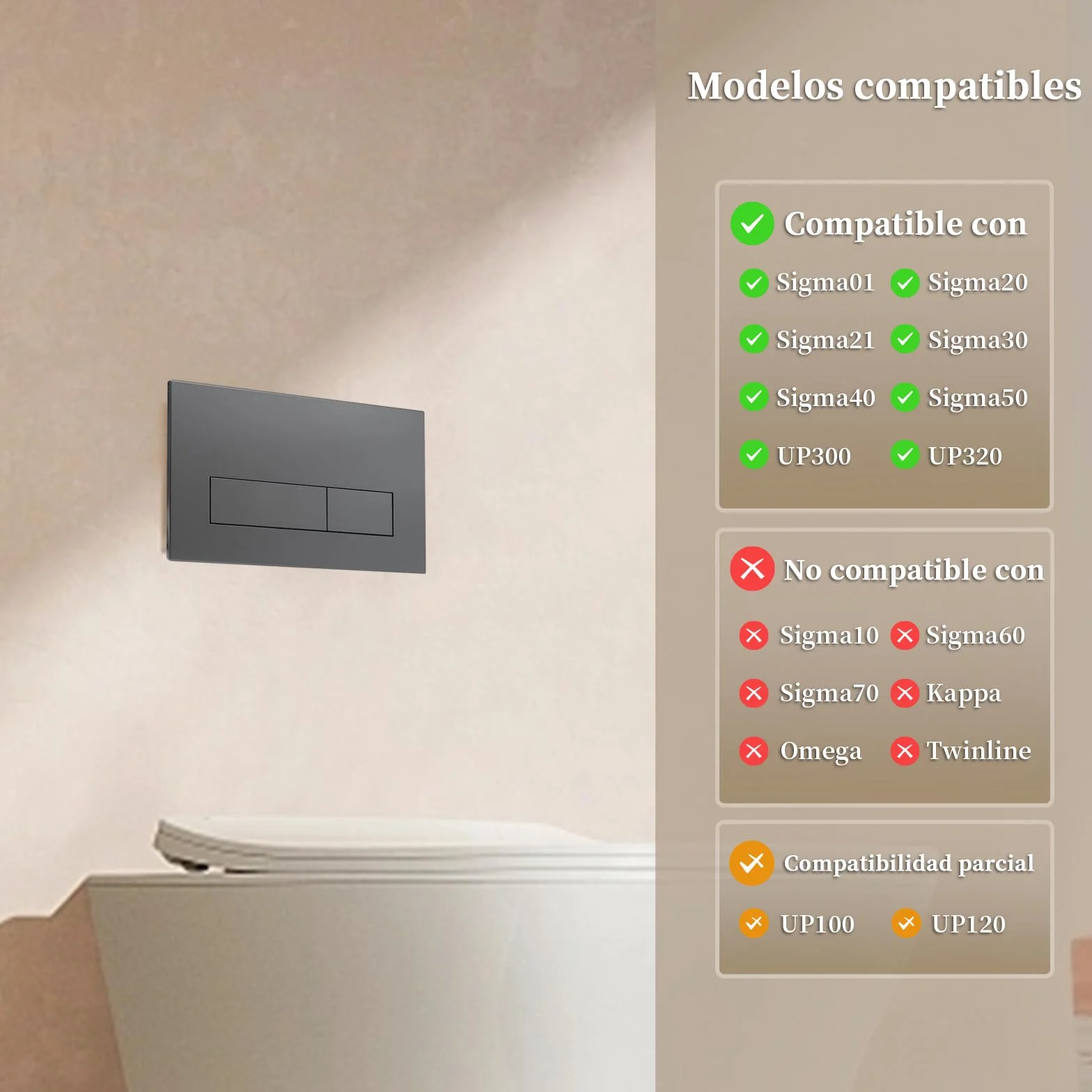 Geberit Sigma Placa de Accionamiento Doble Descarga 245x164 mm UP300 UP320 Gris Oscuro