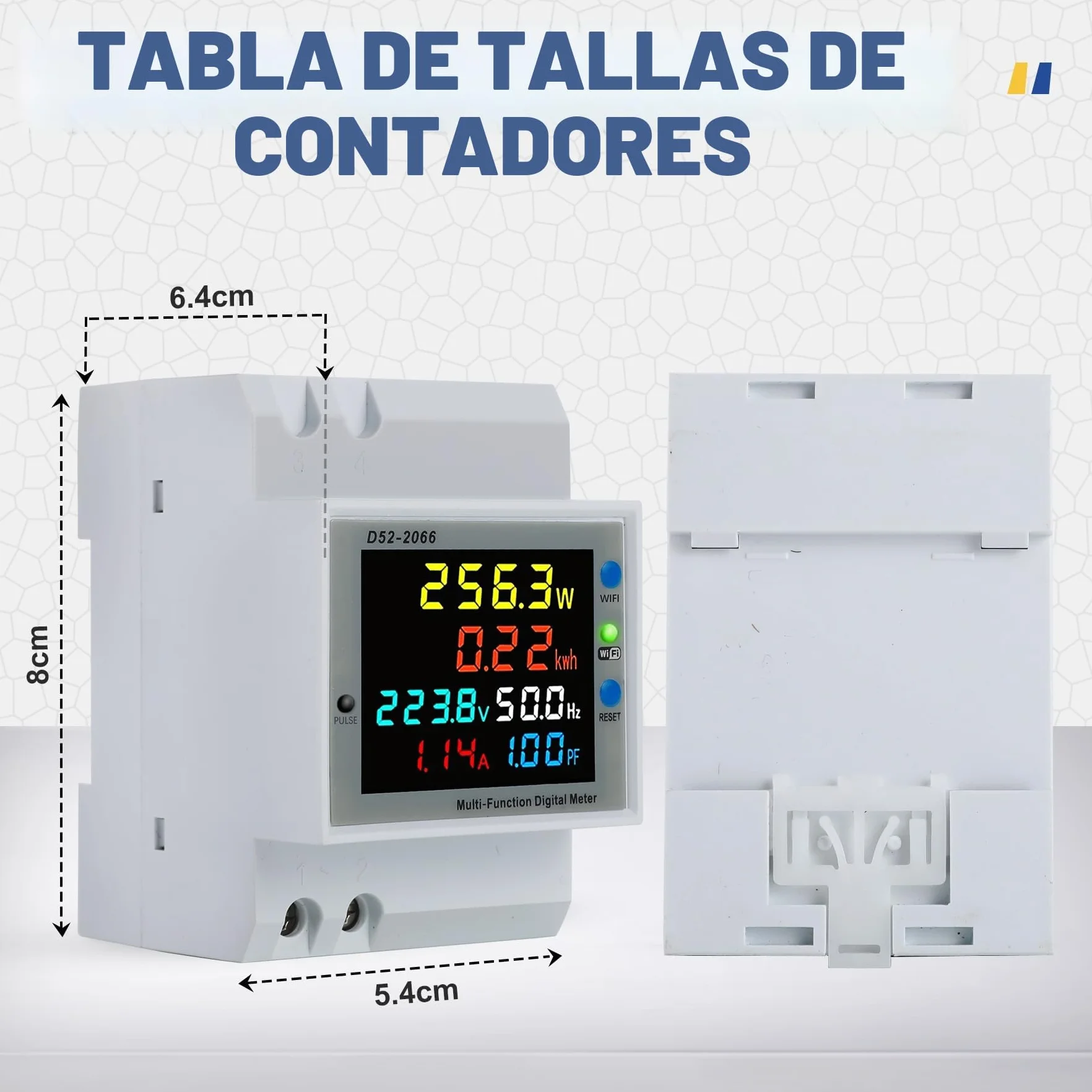Wifi Medidor de Energía, Contador de Energía Monofásico, Medidor de Energía Digital 6 en 1 AC40~300V 100A Voltímetro Amperímetro Carril Din, Adecuado para la medición del consumo eléctrico