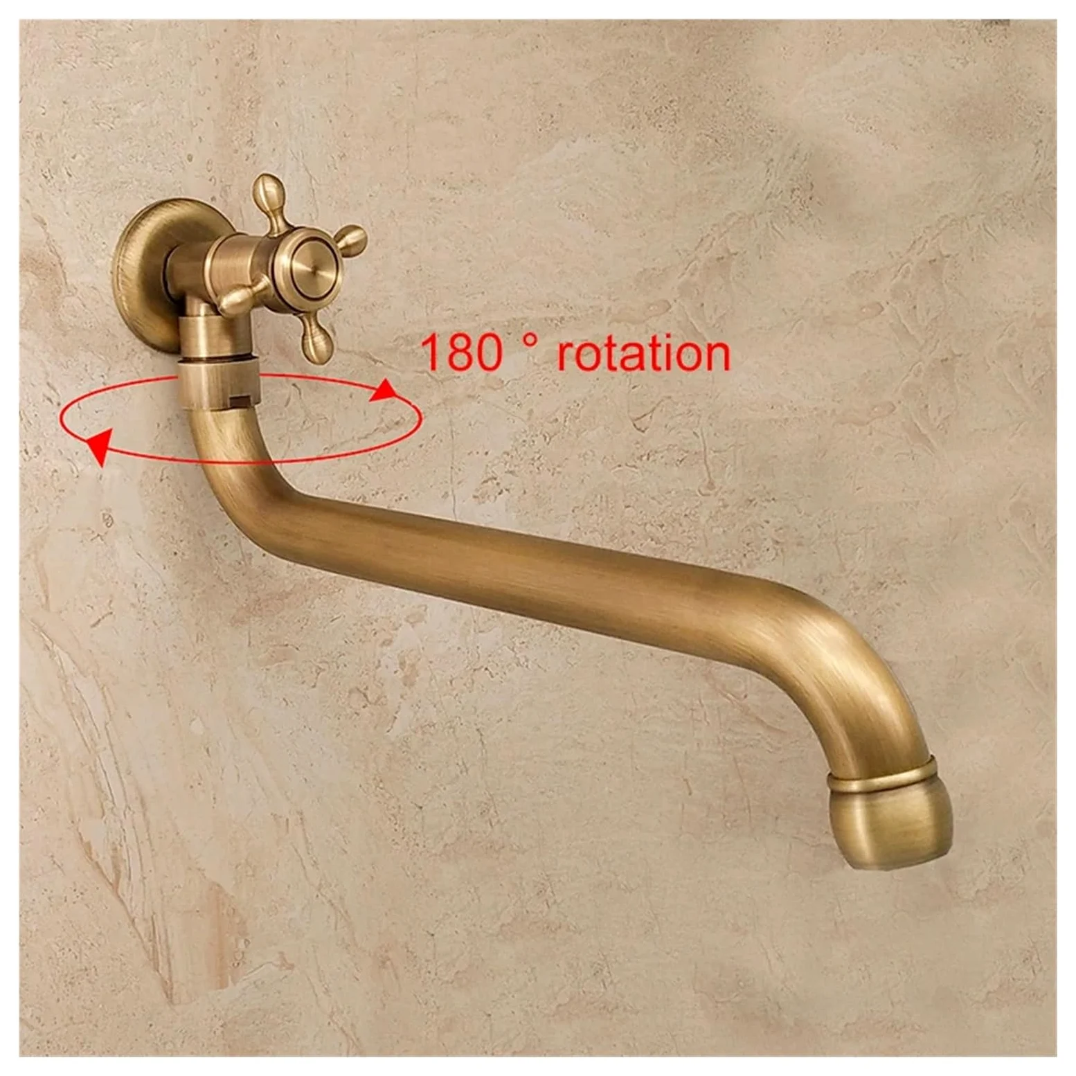 Grifo de cocina Grifo mezclador de cocina, Grifo de piscina con fregona for exteriores de pared de un solo Facuet frío, grifo de fregadero de cocina de pared de bronce Antqiue giratorio para cocina, b