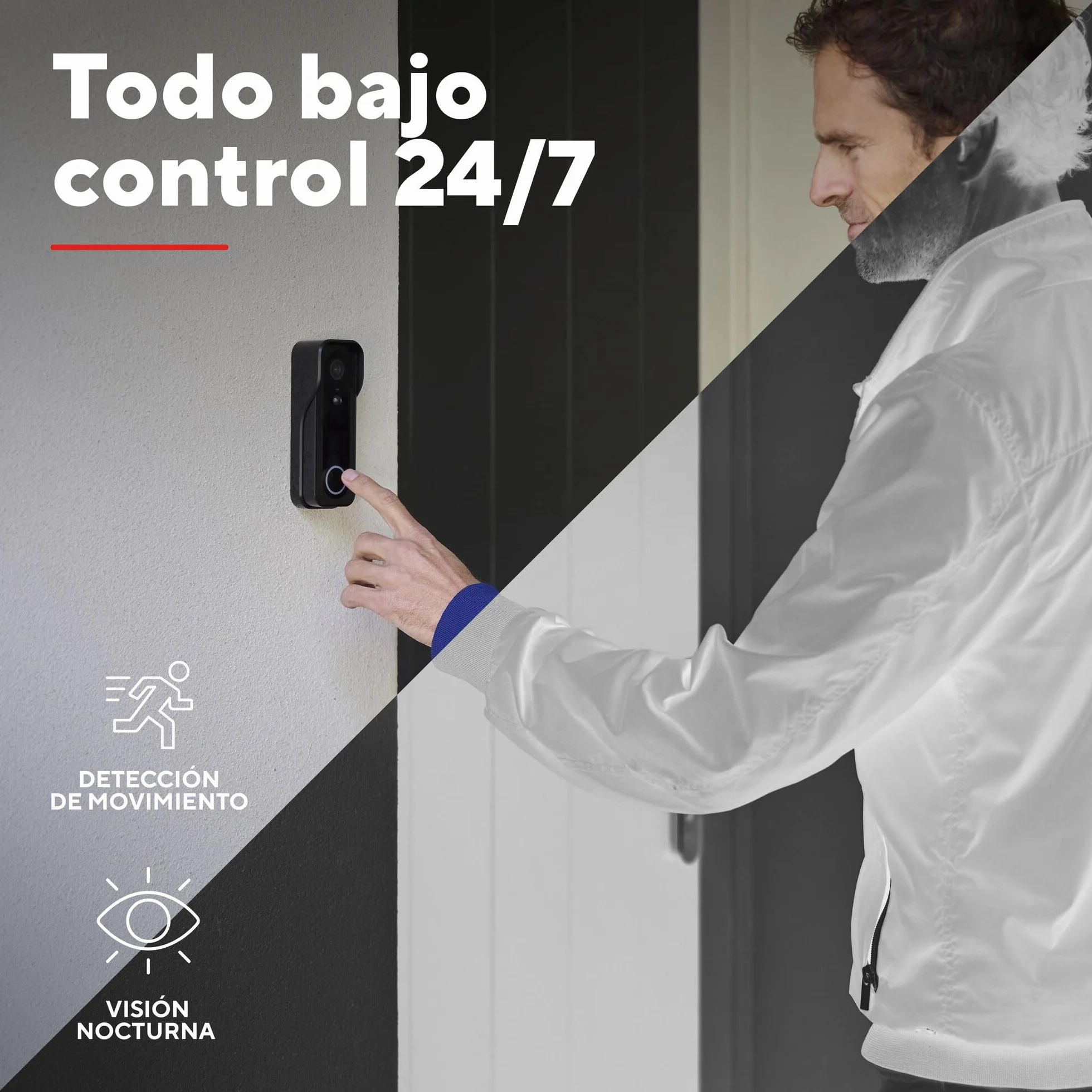 Trust Timbre Exterior Inalámbrico con Cámara 2K HD 3MP y Chime, 2.4GHz WiFi, Audio Bidireccional, Detección de Personas, Impermeable, Visión Nocturna, Control vía App, con Timbre Inalámbrico, Negro