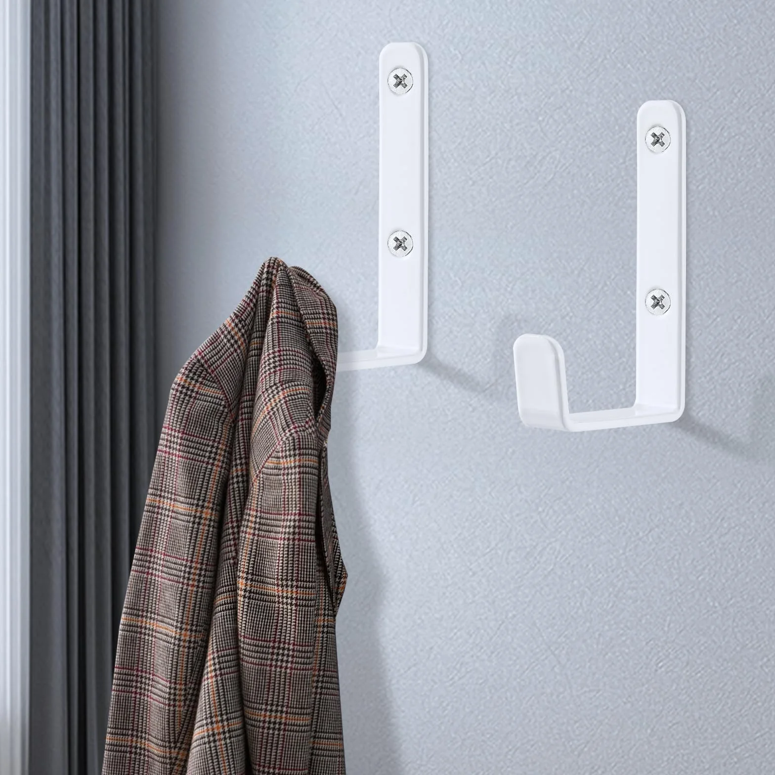 Ganchos Resistentes para Pared en Forma de J, Soporte de Hierro Blanco para Garaje