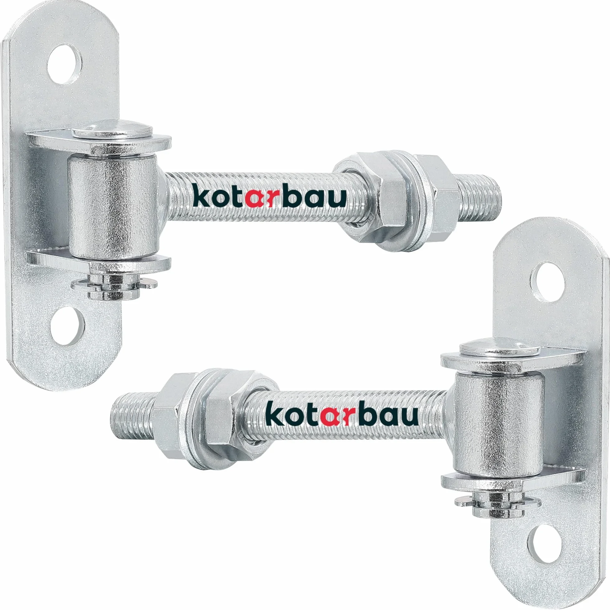KOTARBAU® 2 piezas Bisagras Para Puertas - Acero - 115 mm M12 - Plata - Bisagra Ajustable Para Puerta De Jardín - Con Placa De Montaje - Para Cancelas Y Portones - Bisagras Regulables