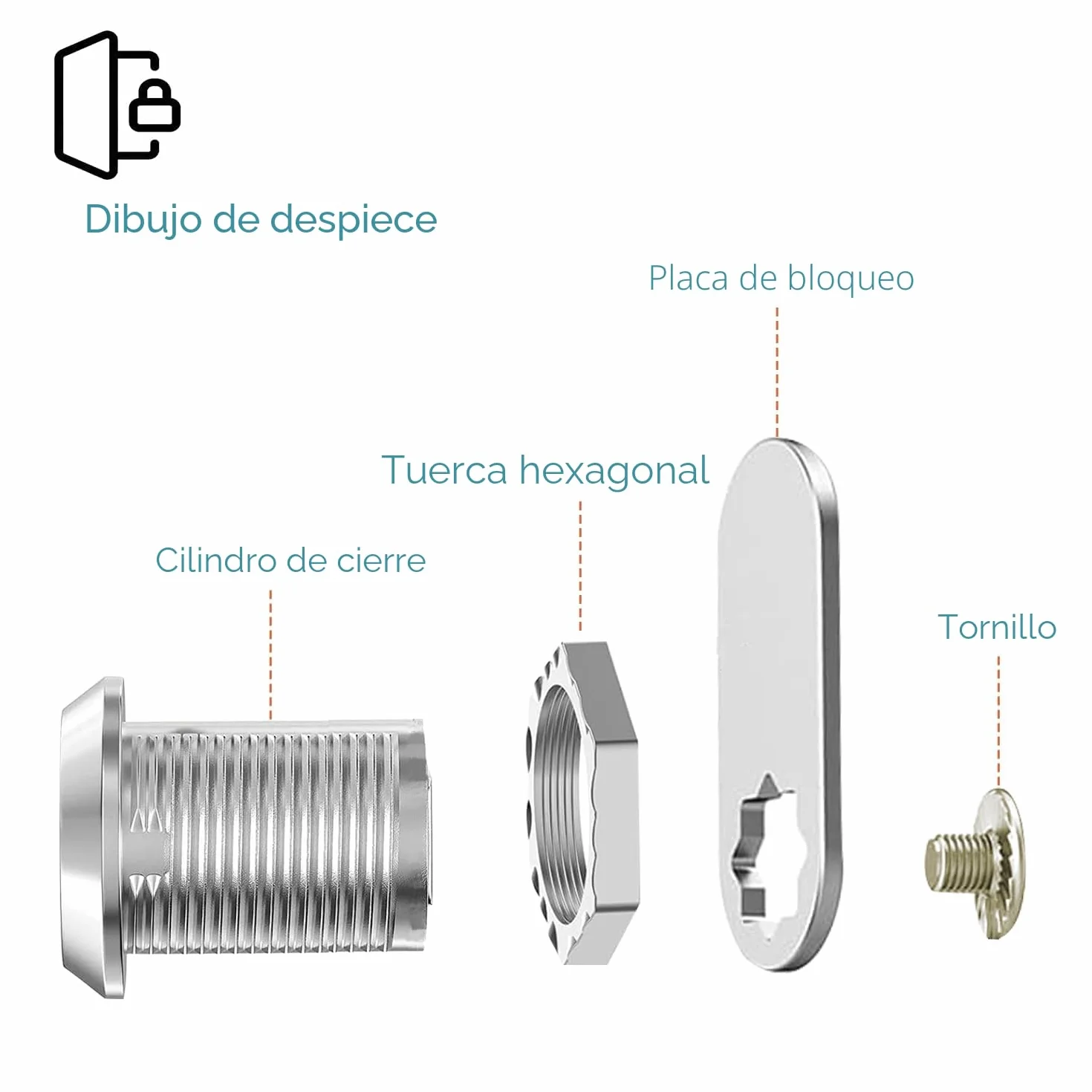 Shinfly Cerradura de Armario 16mm con 5 Placas de Leva y 4 Llaves