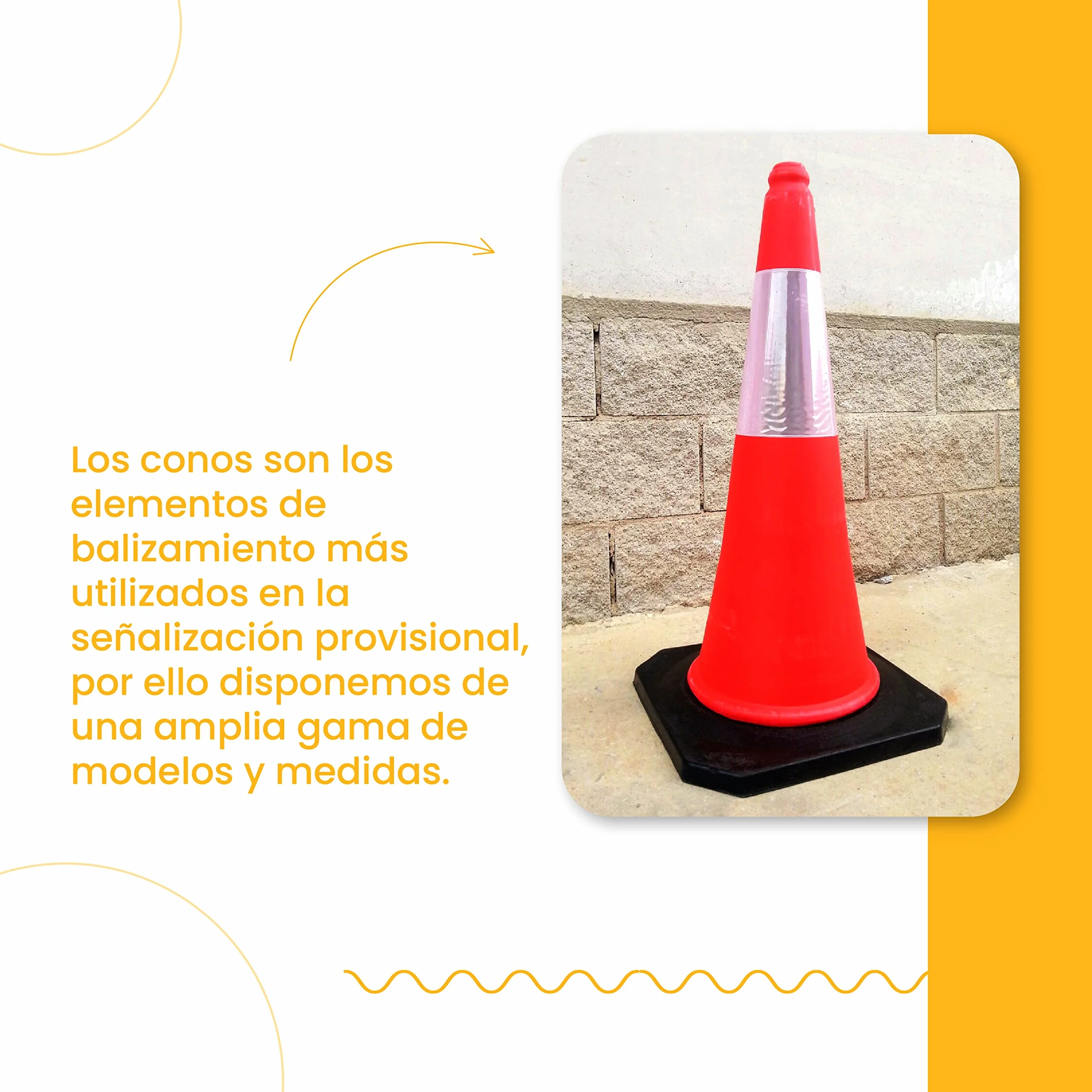 PARKING FACIL | Conos de Señalización 75 cm | Cono de Tráfico con Base de Goma y Banda Reflectante | Elementos de Seguridad Vial | Tamaño: 75 cm | 1 Unidad