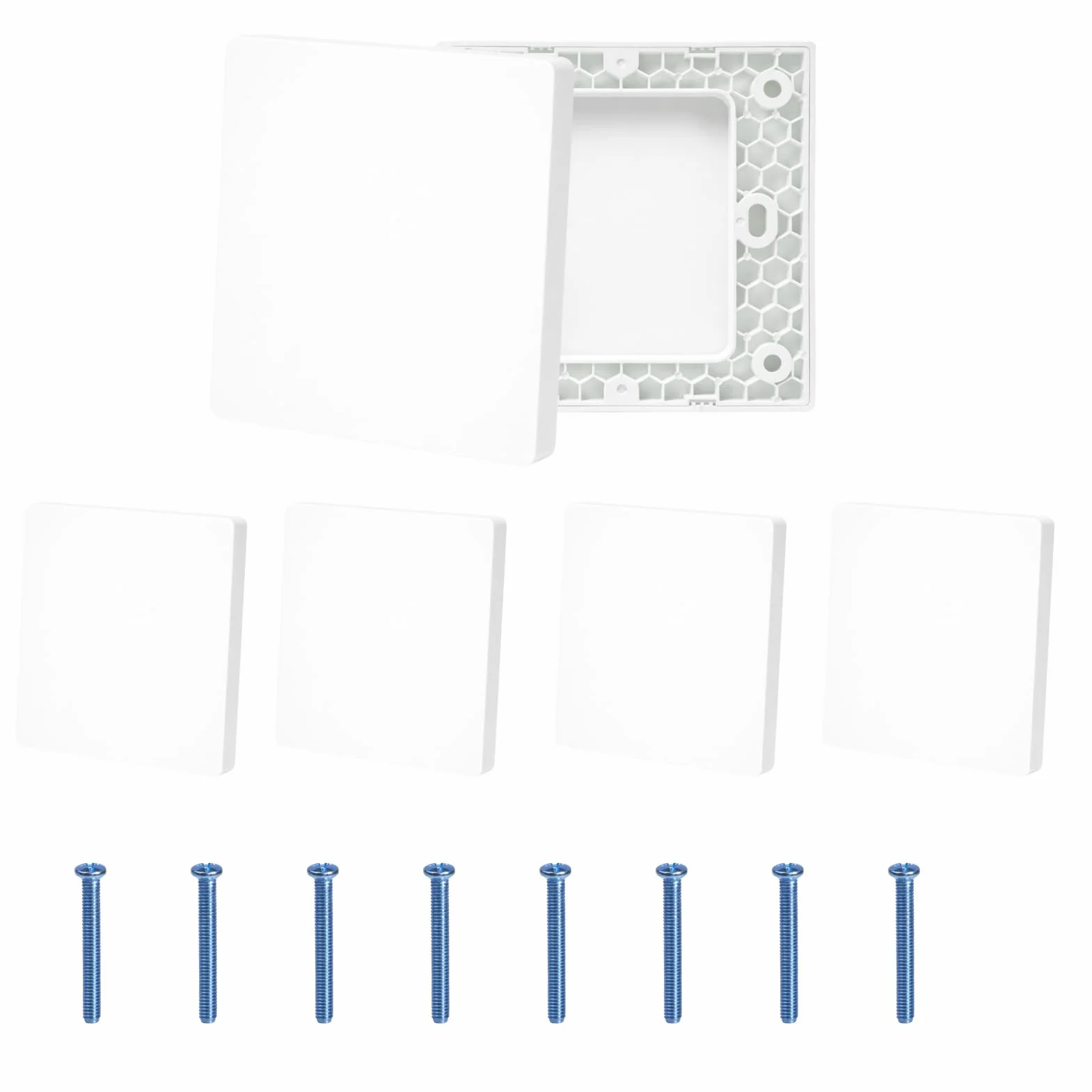 4 Piezas Tapa Ciega Enchufe Pared 8,6 x 8,6 cm, Placas Ciegas Universales Blancas para Caja de Alimentación, Pared Cubierta de Interruptor para Enchufes y Conexiones no Utilizadas