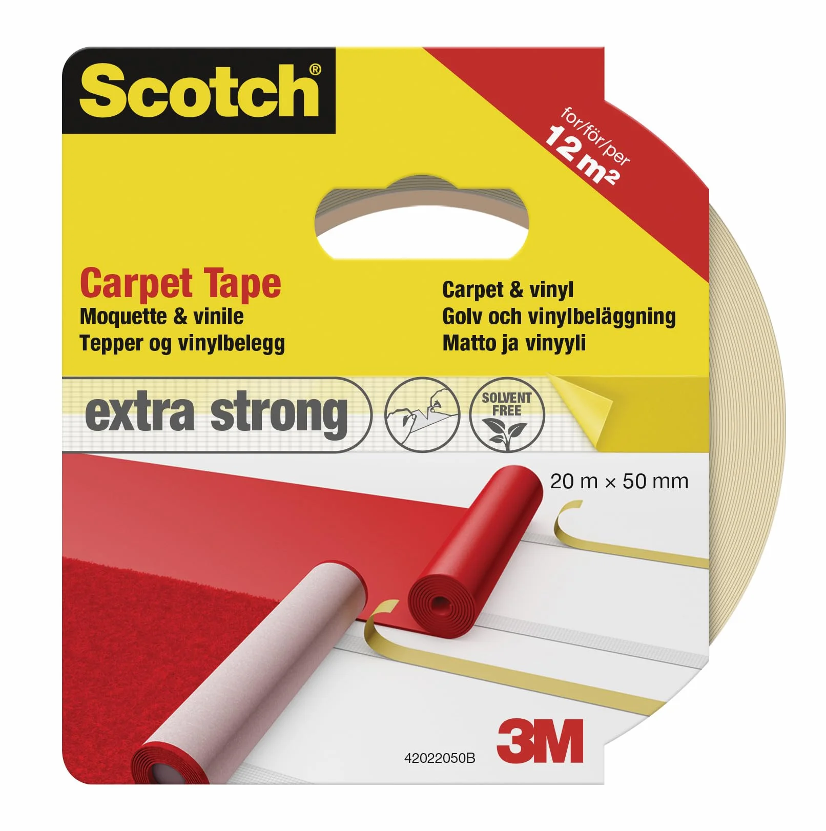 Scotch 42022050B - Cinta Adhesiva De Doble Cara Para La Alfombra Y Pisos De Vinilo, Transparente