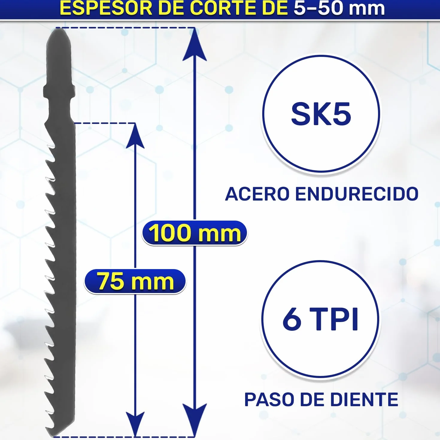 MONTERAL Hojas Sierra de Calar 100 mm 6 TPI Acero Templado SK5 25 Piezas
