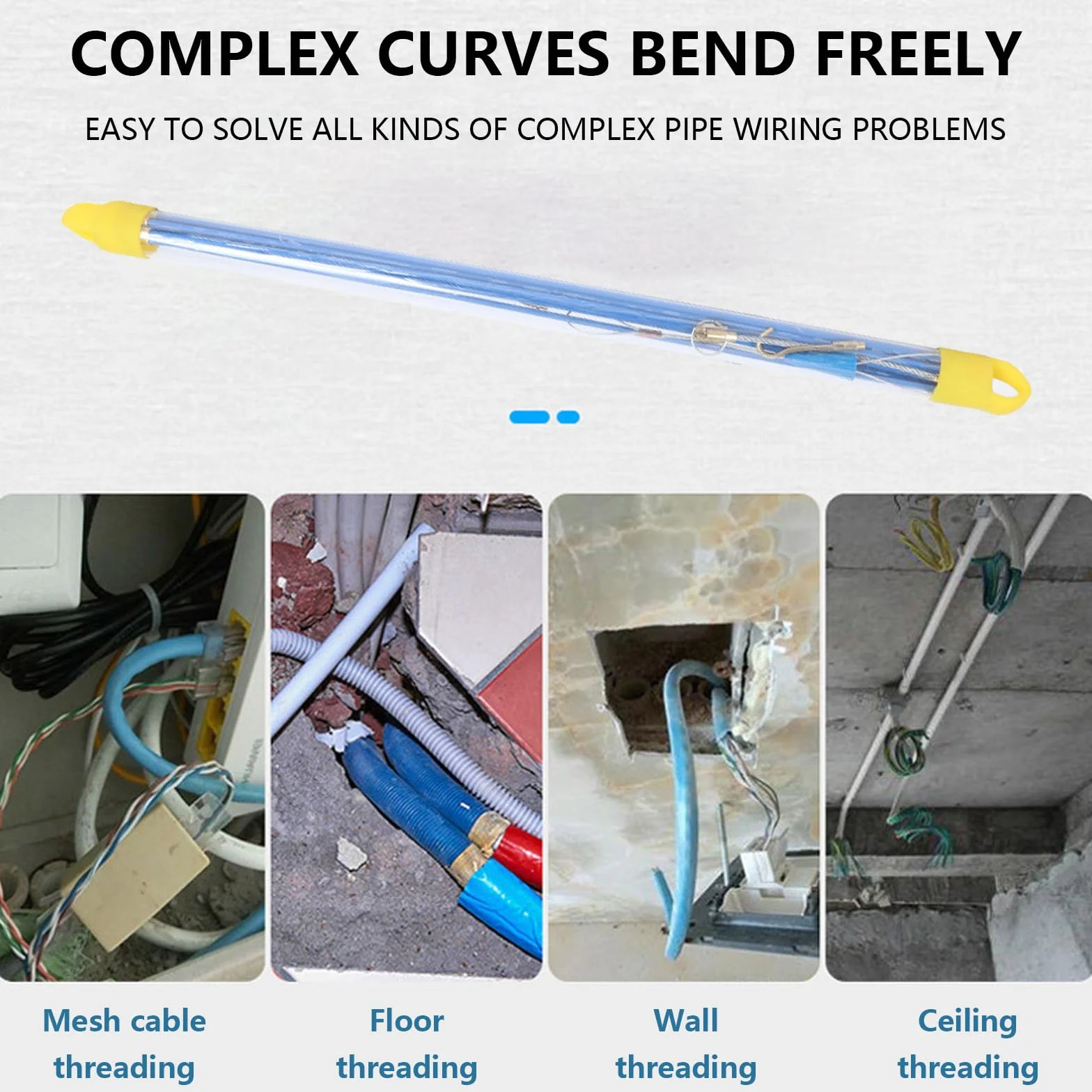 20 Varillas De Acceso Para Cables, Barra De Acoplamiento De Electricista, Kit De Entrada De Cable De Fibra De Vidrio, Espiral RetráCtil Con Muelle GuíA, Ayuda Para Tirar De Cables (33 cm)