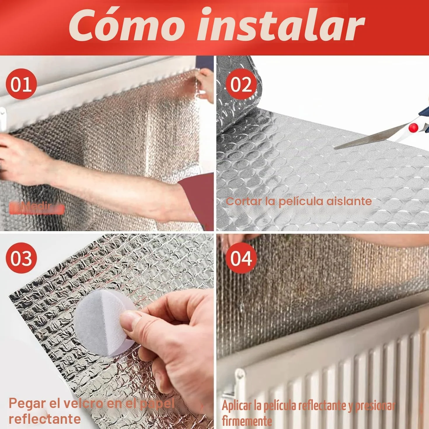 KAHEIGN Lámina de Aislamiento del Radiador, 5m x 60cm Reflector de Lámina de Aislamiento de Burbujas 4mm Espesor Reflector de Radiador Envolvente Reflectante de Calor con 12 Almohadillas Adhesivas