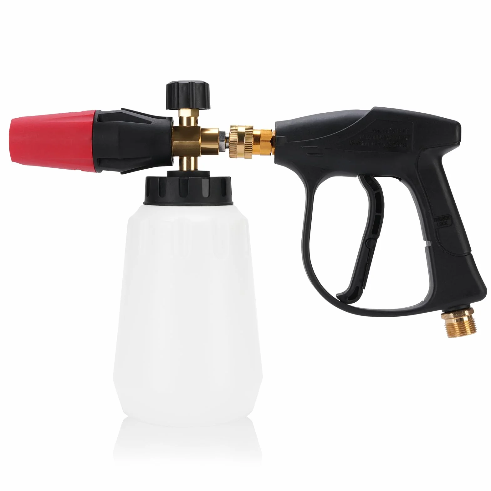 Pistola de lavado a presión con espuma de cuello ancho, pistola de espuma de nieve autoglym con 5 boquillas de lavado a presión y botella de jabón de 1 litro, boquilla de orificio adicional de 1,04 mm