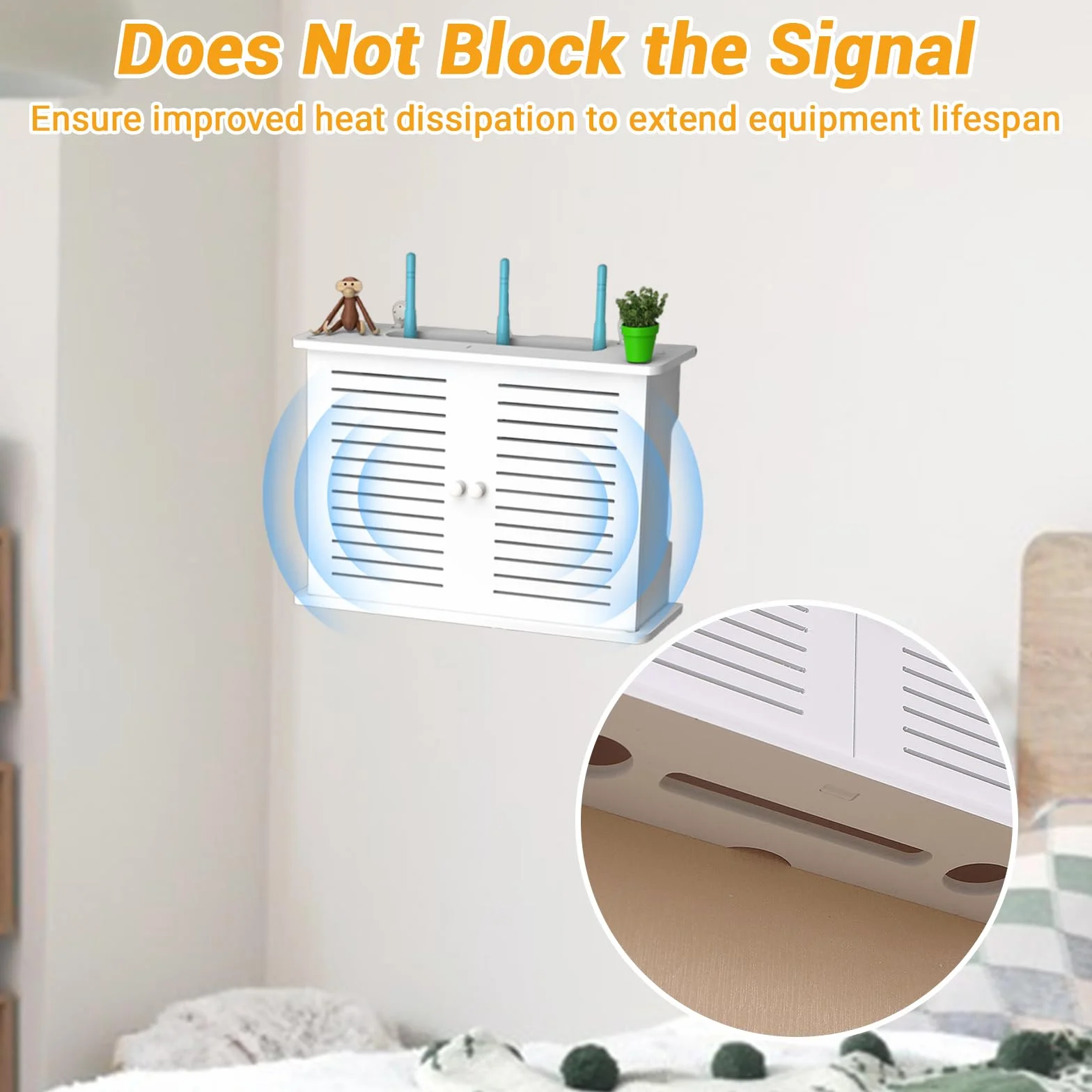 GAESHOW Caja Router y Soporte WiFi para Pared, Almacenamiento y Decoración del Hogar, Enrutador Flotante