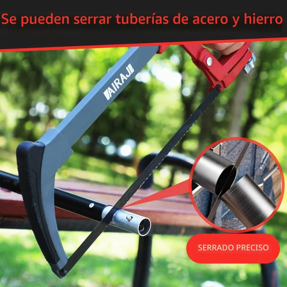 AIRAJ Sierra para Metales 300mm Ajusta la Tensión 2 Ángulos de Corte 45°/90° 10 Hojas